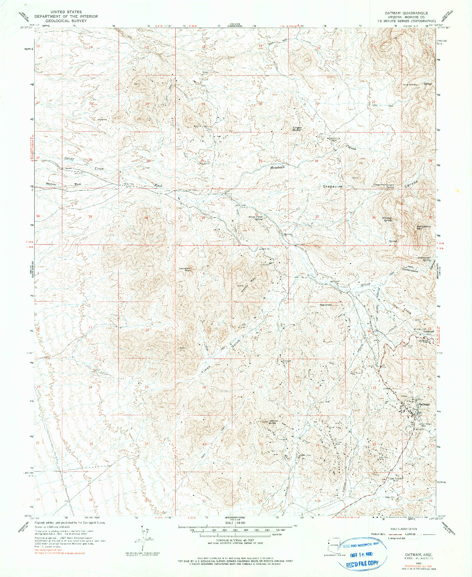 USGS 1:24000-SCALE QUADRANGLE FOR OATMAN, AZ 1967