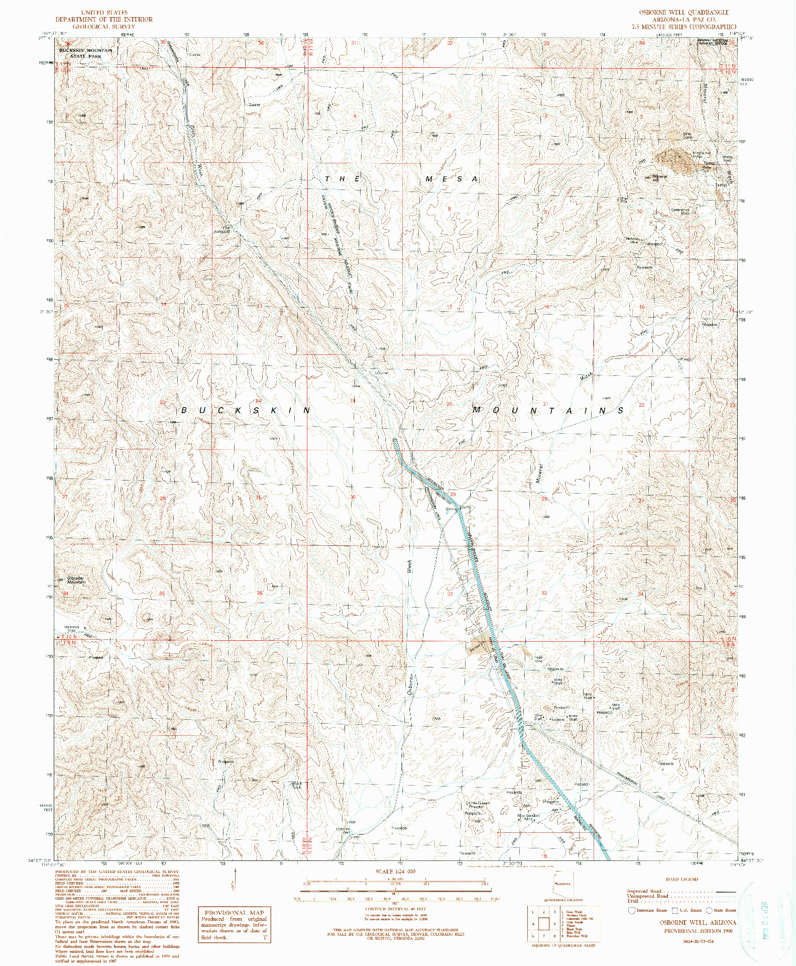 USGS 1:24000-SCALE QUADRANGLE FOR OSBORNE WELL, AZ 1990