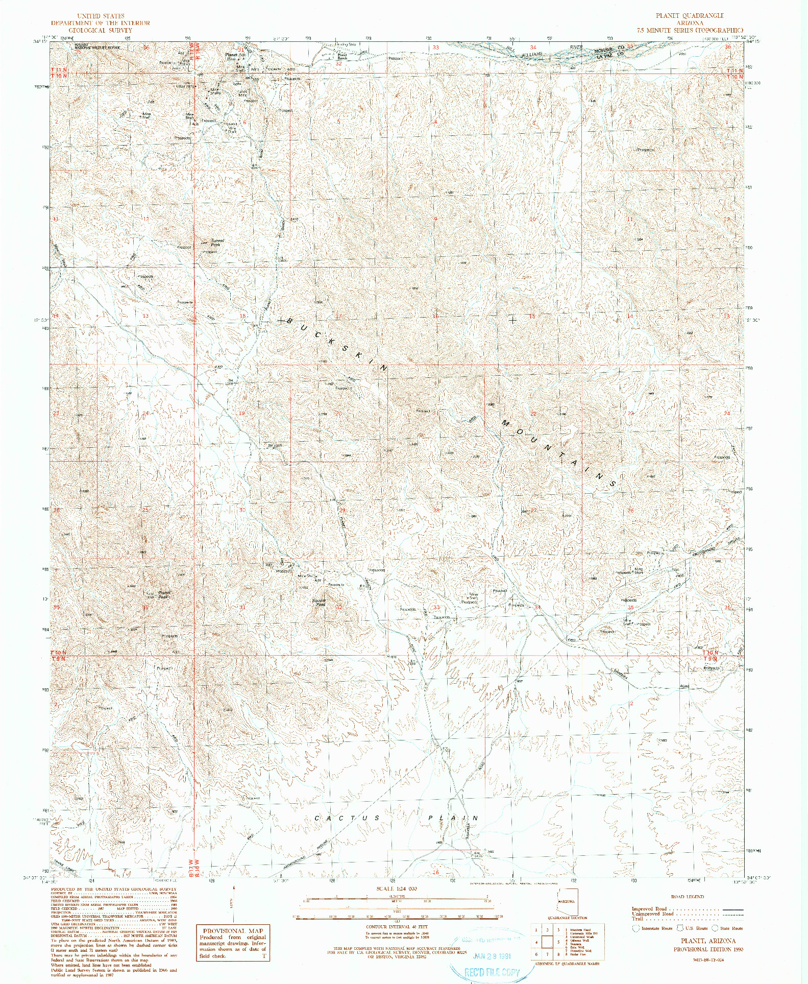 USGS 1:24000-SCALE QUADRANGLE FOR PLANET, AZ 1990