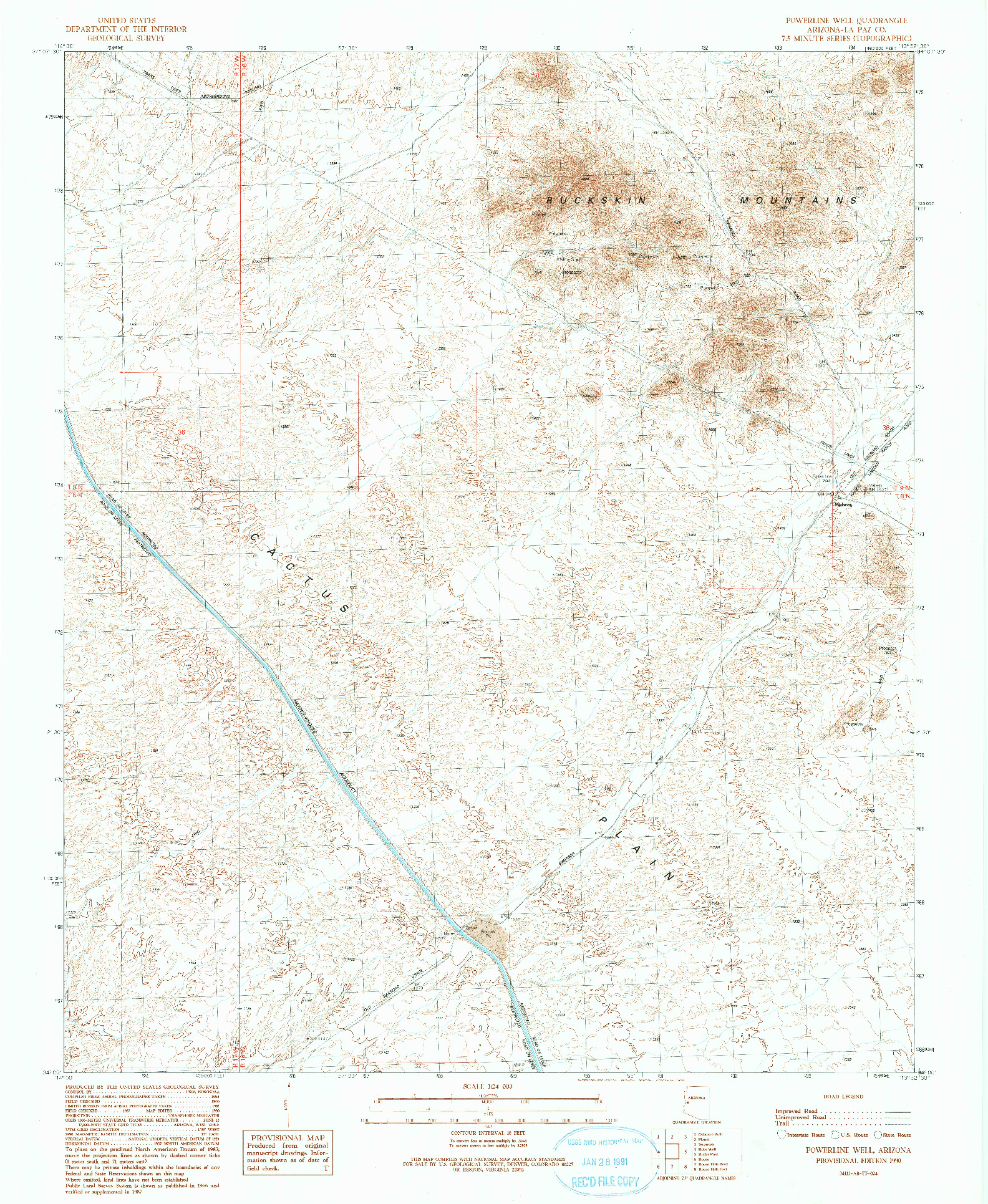 USGS 1:24000-SCALE QUADRANGLE FOR POWERLINE WELL, AZ 1990