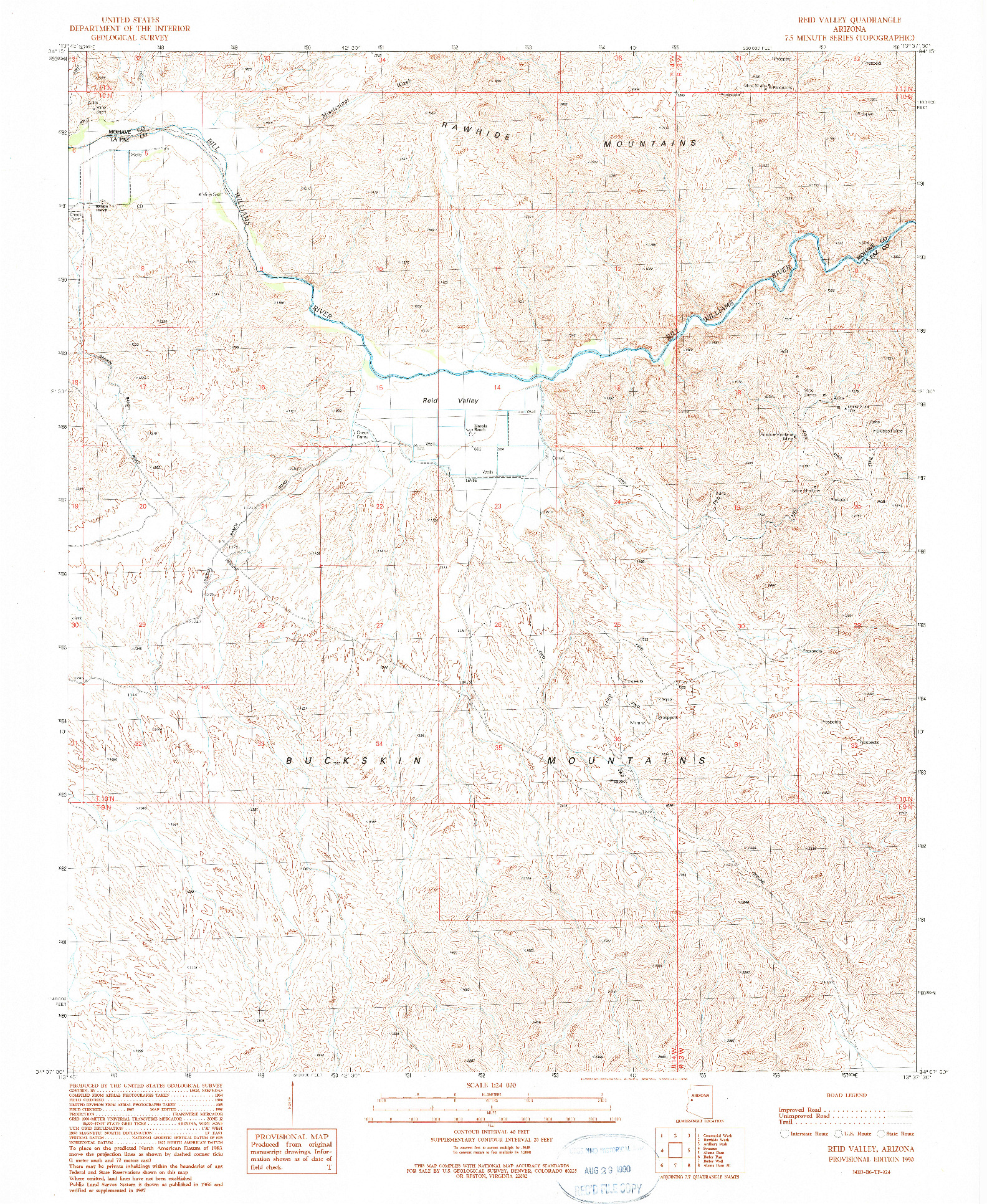 USGS 1:24000-SCALE QUADRANGLE FOR REID VALLEY, AZ 1990
