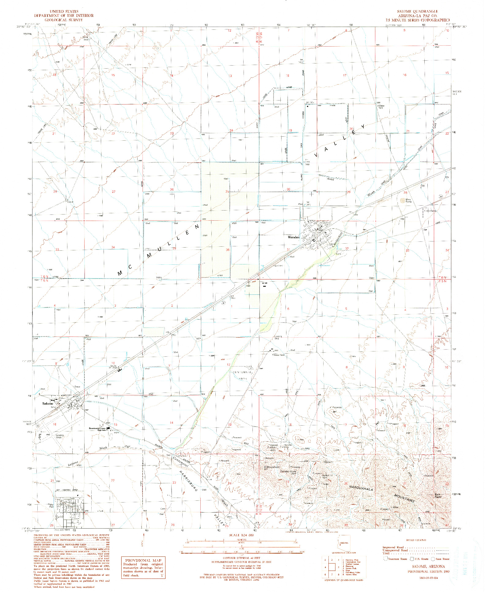 USGS 1:24000-SCALE QUADRANGLE FOR SALOME, AZ 1990