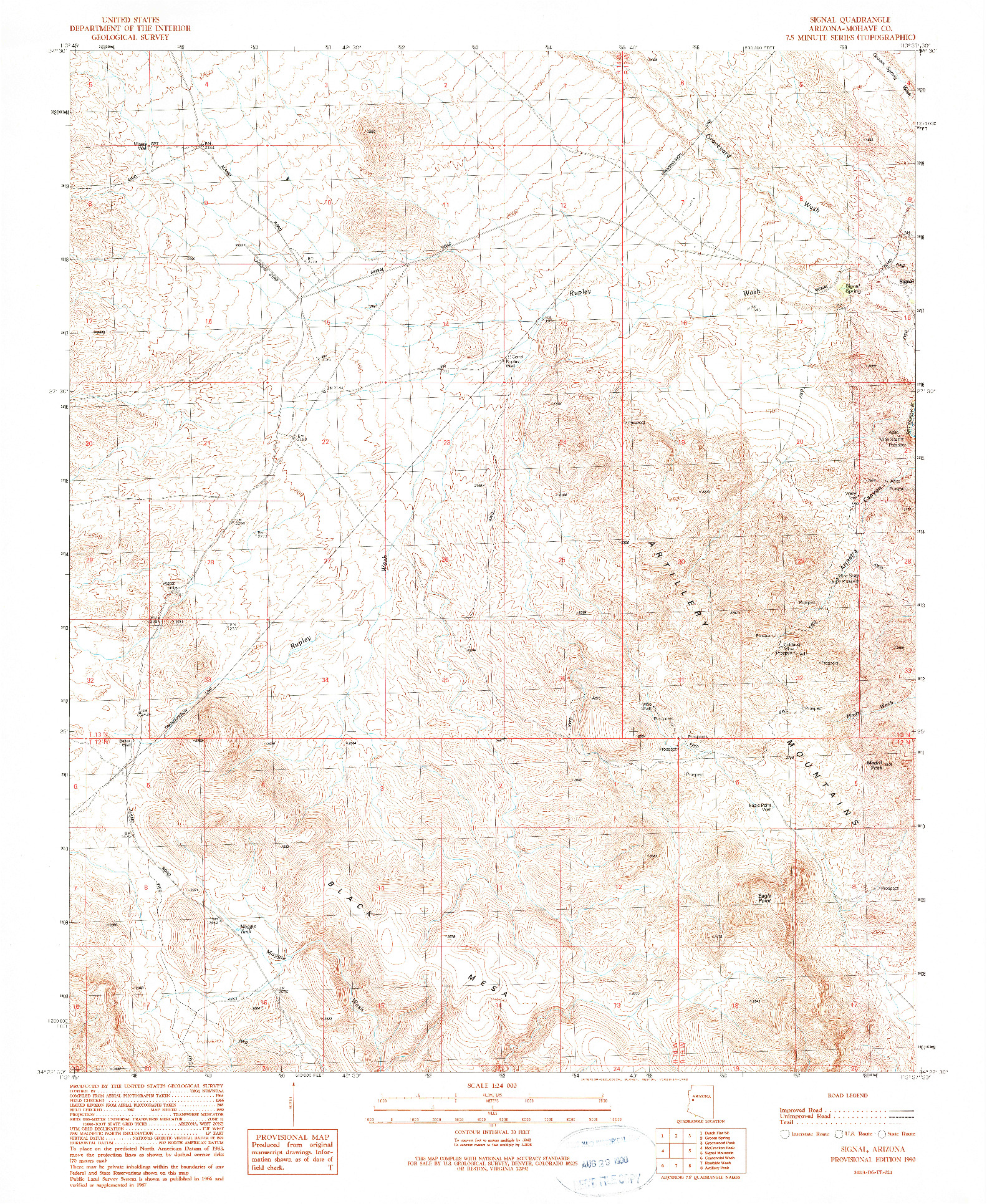 USGS 1:24000-SCALE QUADRANGLE FOR SIGNAL, AZ 1990