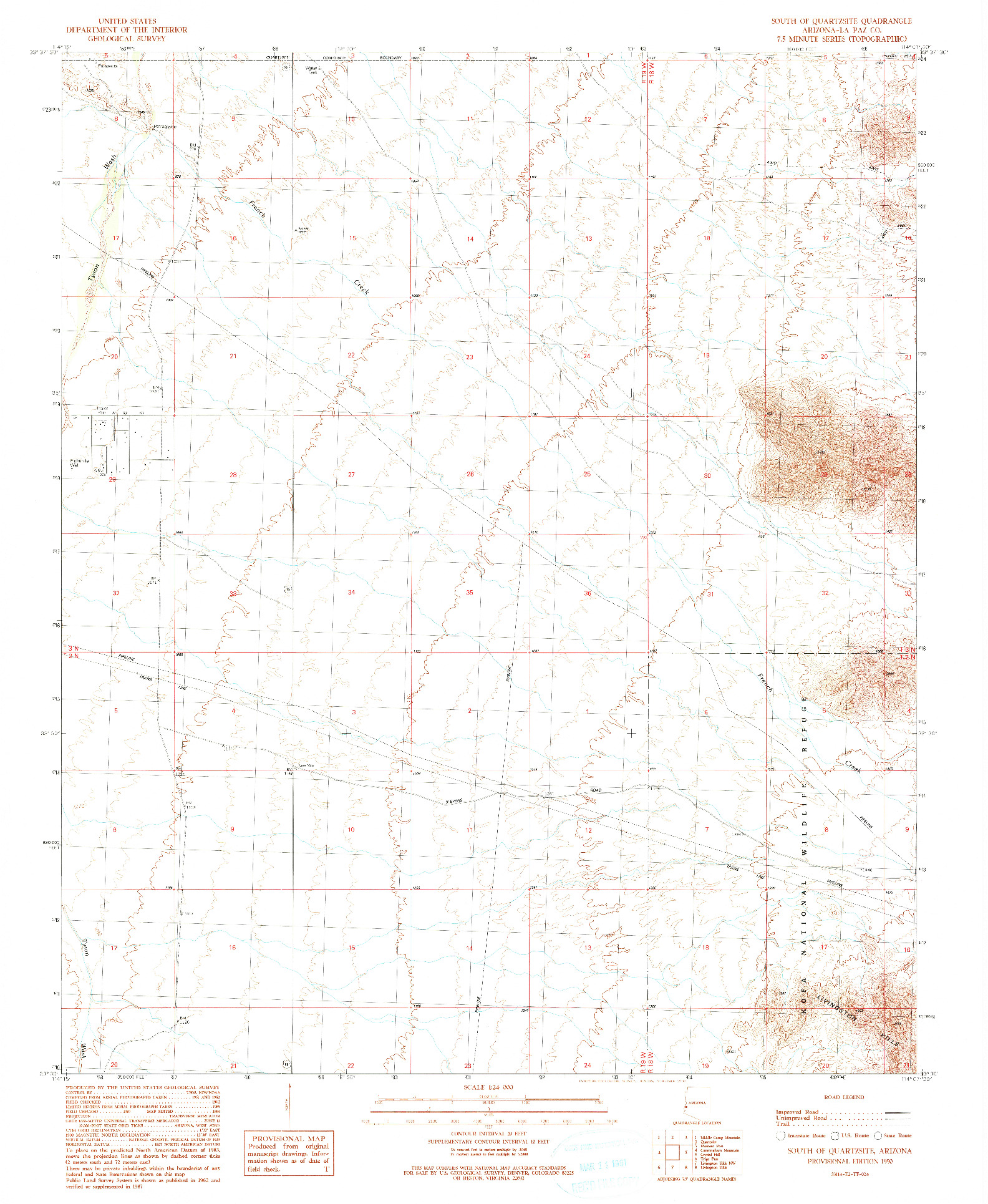 USGS 1:24000-SCALE QUADRANGLE FOR SOUTH OF QUARTZSITE, AZ 1990