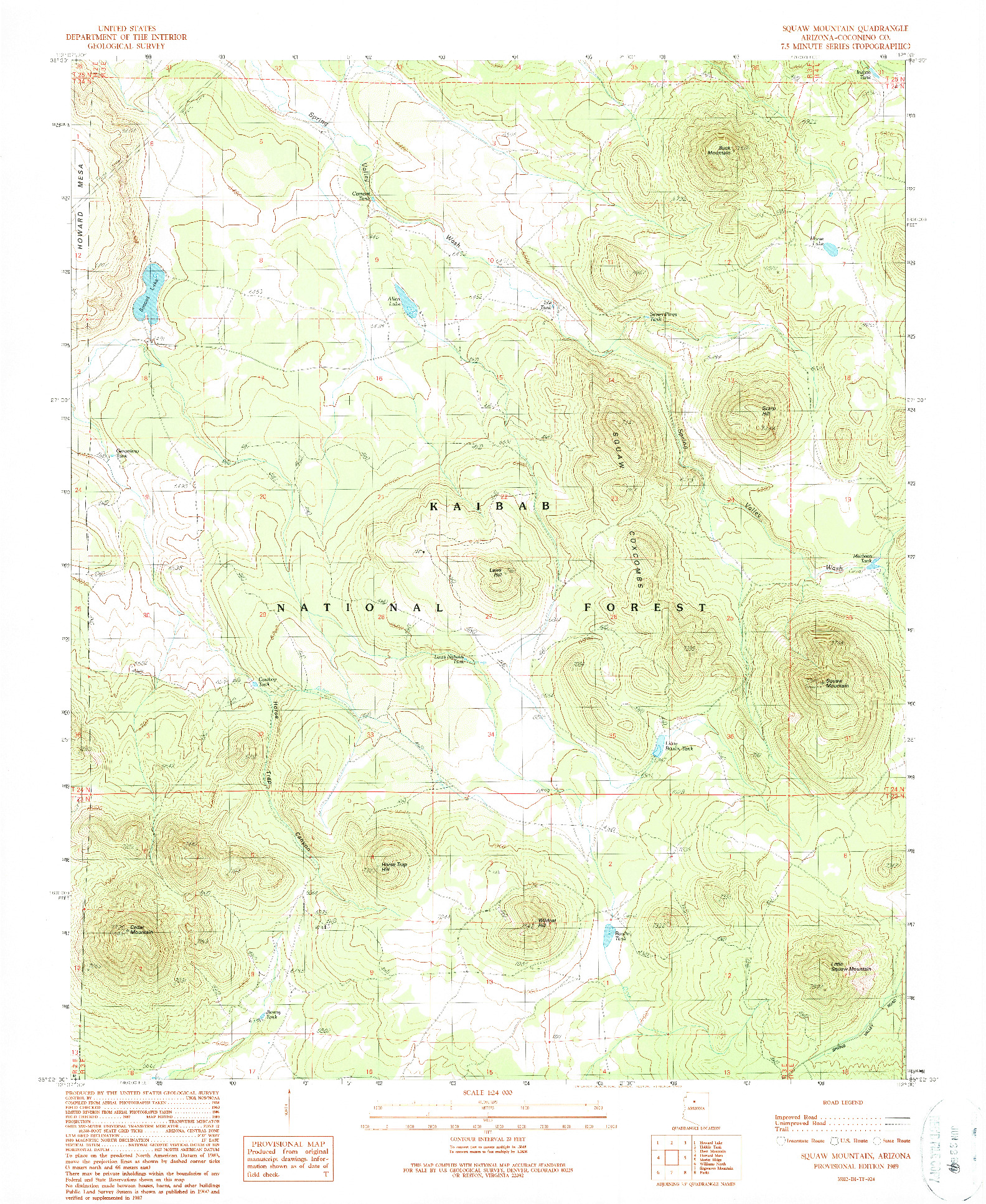 USGS 1:24000-SCALE QUADRANGLE FOR SQUAW MOUNTAIN, AZ 1989