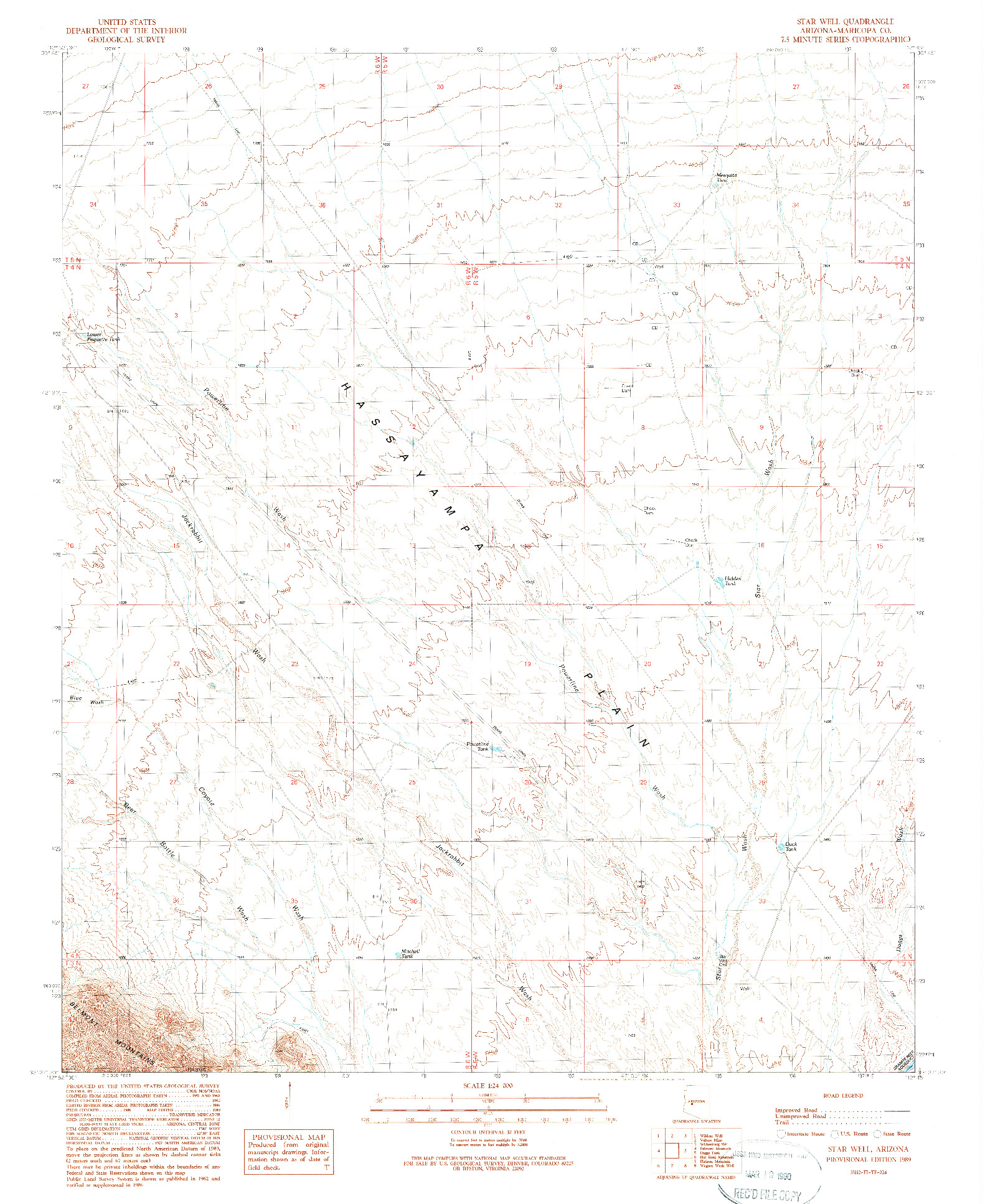 USGS 1:24000-SCALE QUADRANGLE FOR STAR WELL, AZ 1989