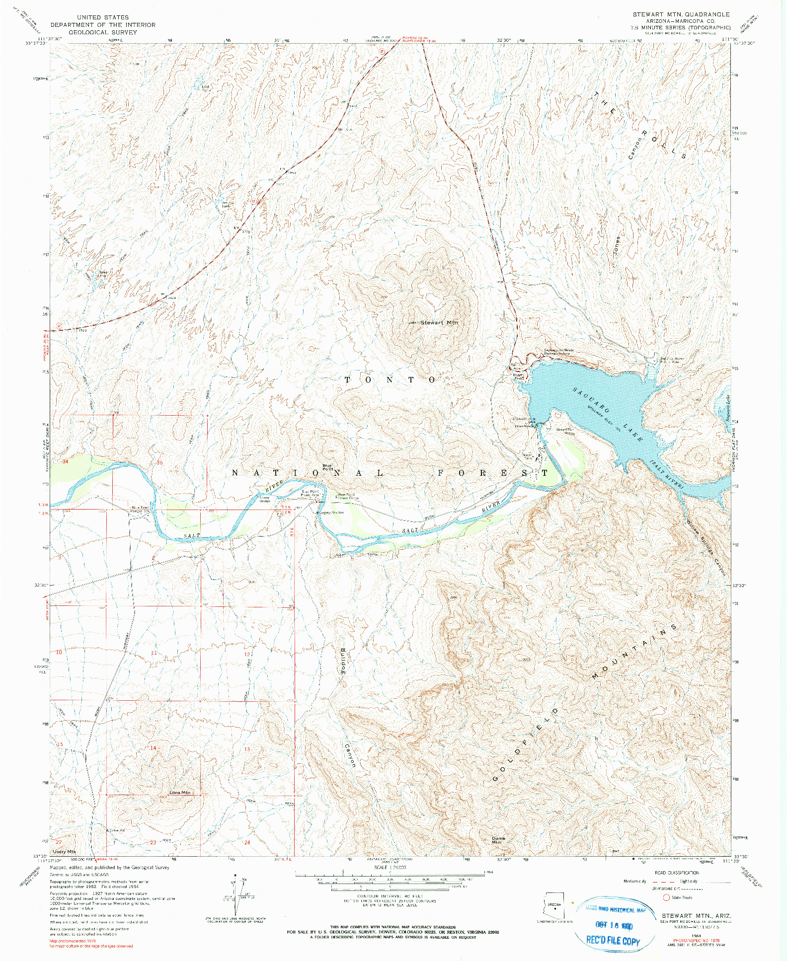 USGS 1:24000-SCALE QUADRANGLE FOR STEWART MTN., AZ 1964