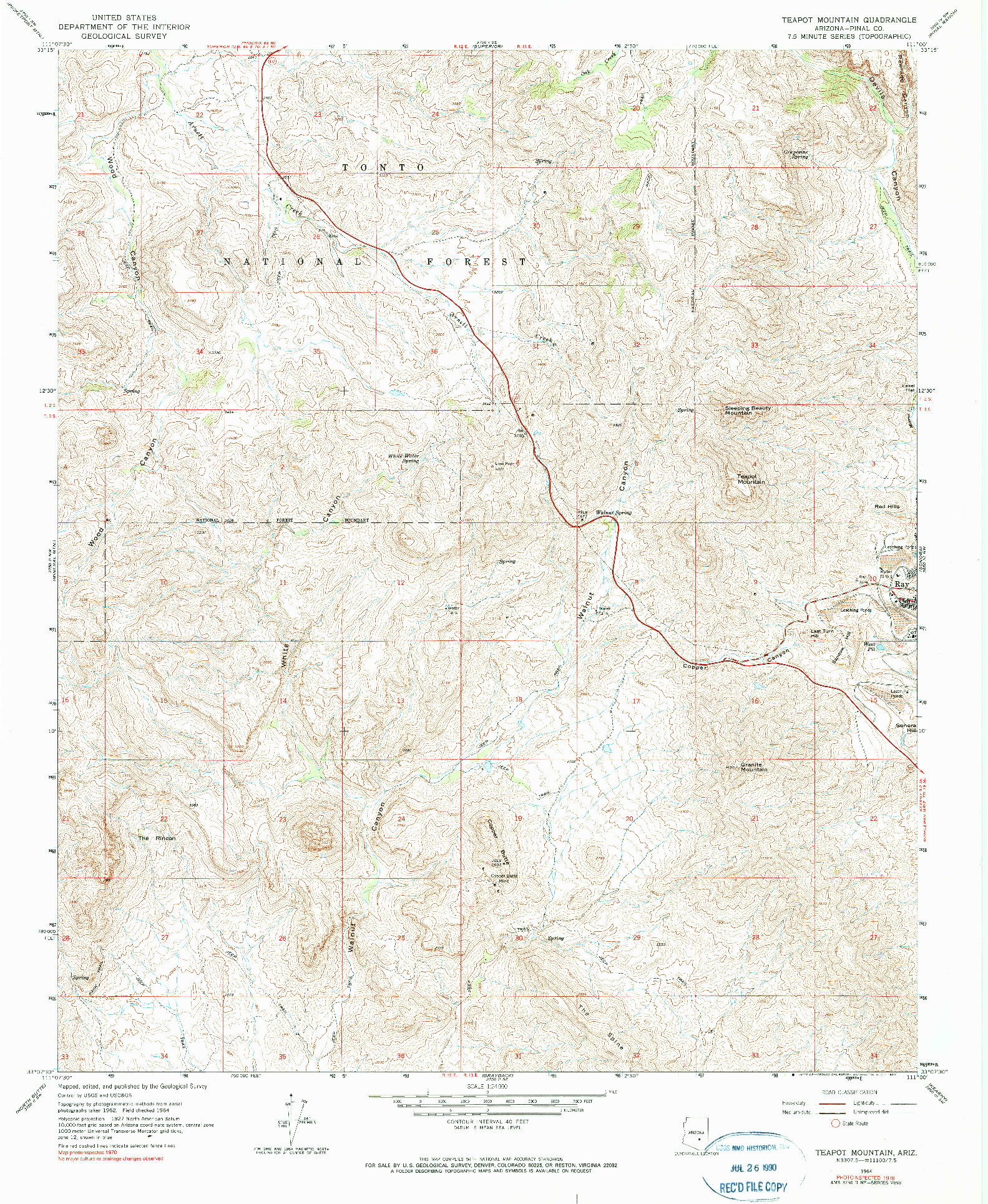 USGS 1:24000-SCALE QUADRANGLE FOR TEAPOT MOUNTAIN, AZ 1964