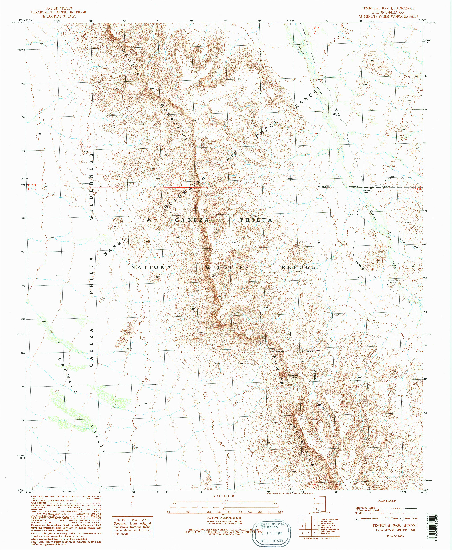 USGS 1:24000-SCALE QUADRANGLE FOR TEMPORAL PASS, AZ 1990