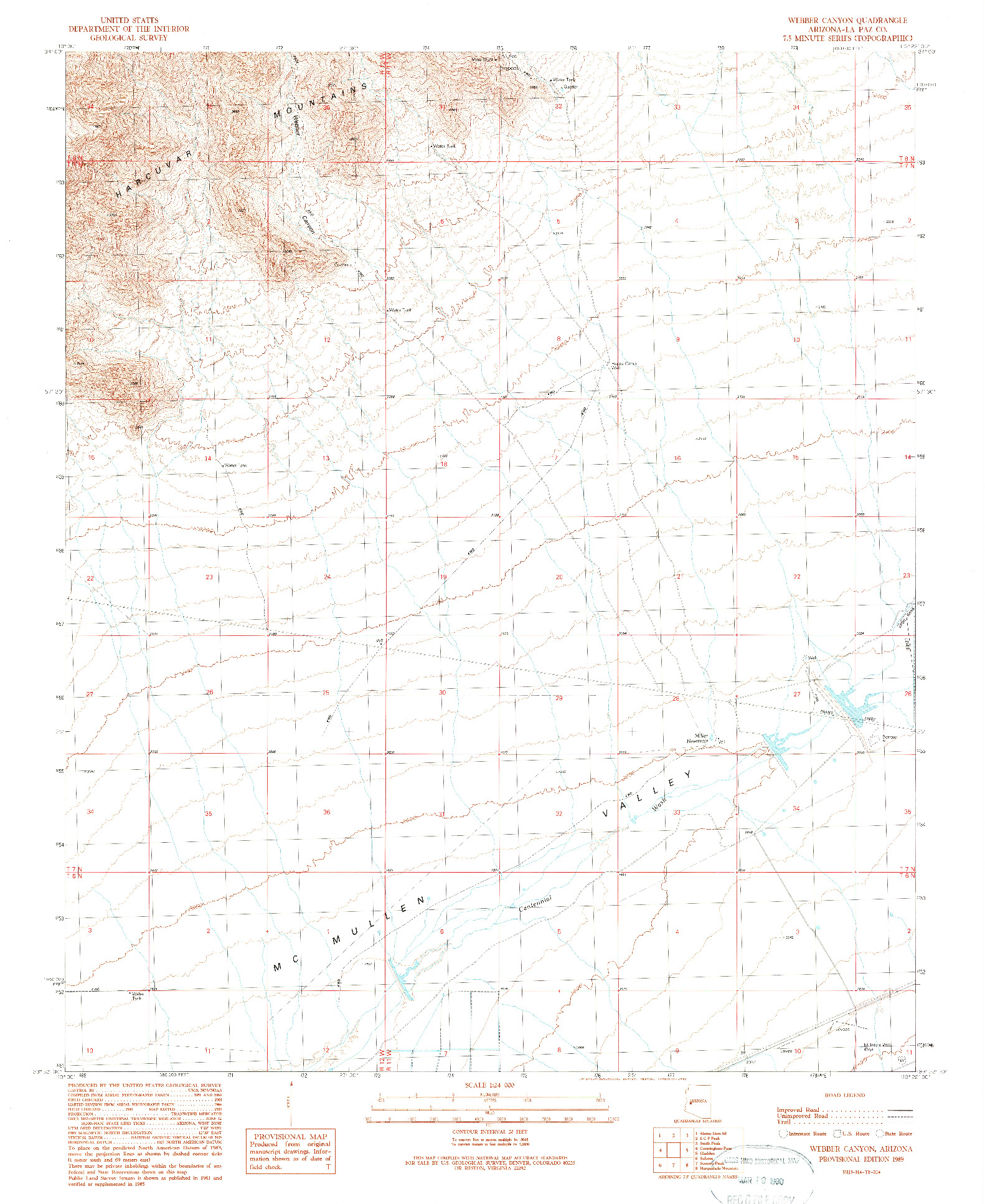 USGS 1:24000-SCALE QUADRANGLE FOR WEBBER CANYON, AZ 1989