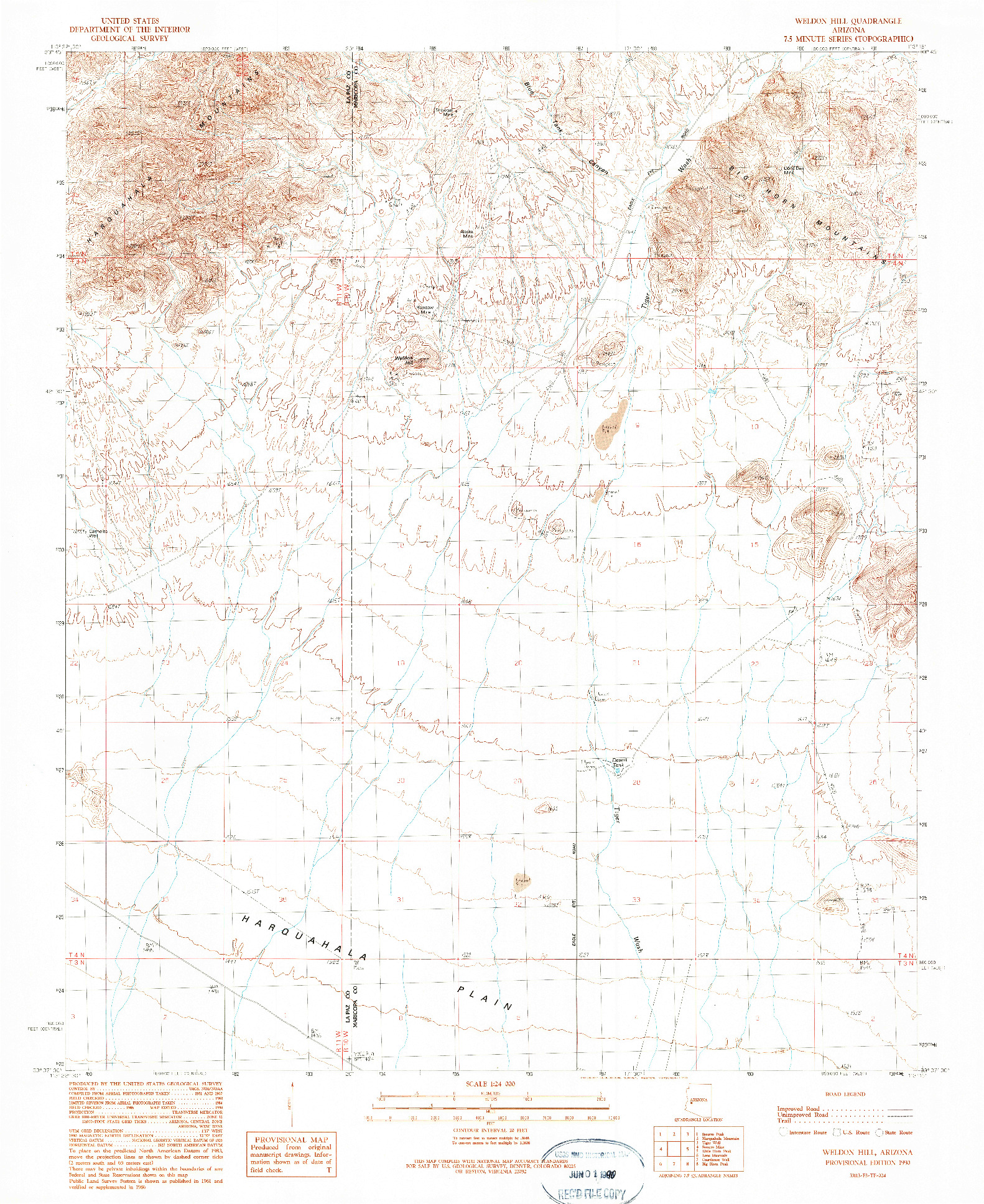 USGS 1:24000-SCALE QUADRANGLE FOR WELDON HILL, AZ 1990