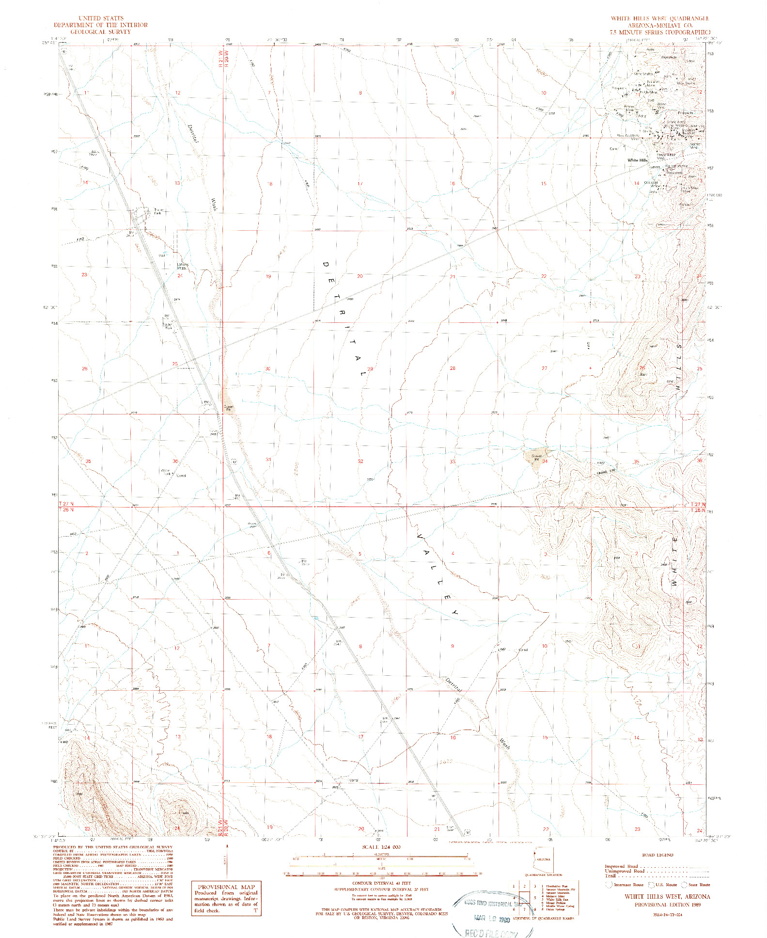 USGS 1:24000-SCALE QUADRANGLE FOR WHITE HILLS WEST, AZ 1989