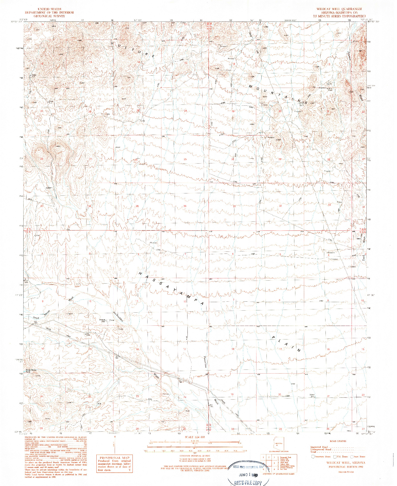 USGS 1:24000-SCALE QUADRANGLE FOR WILDCAT WELL, AZ 1990