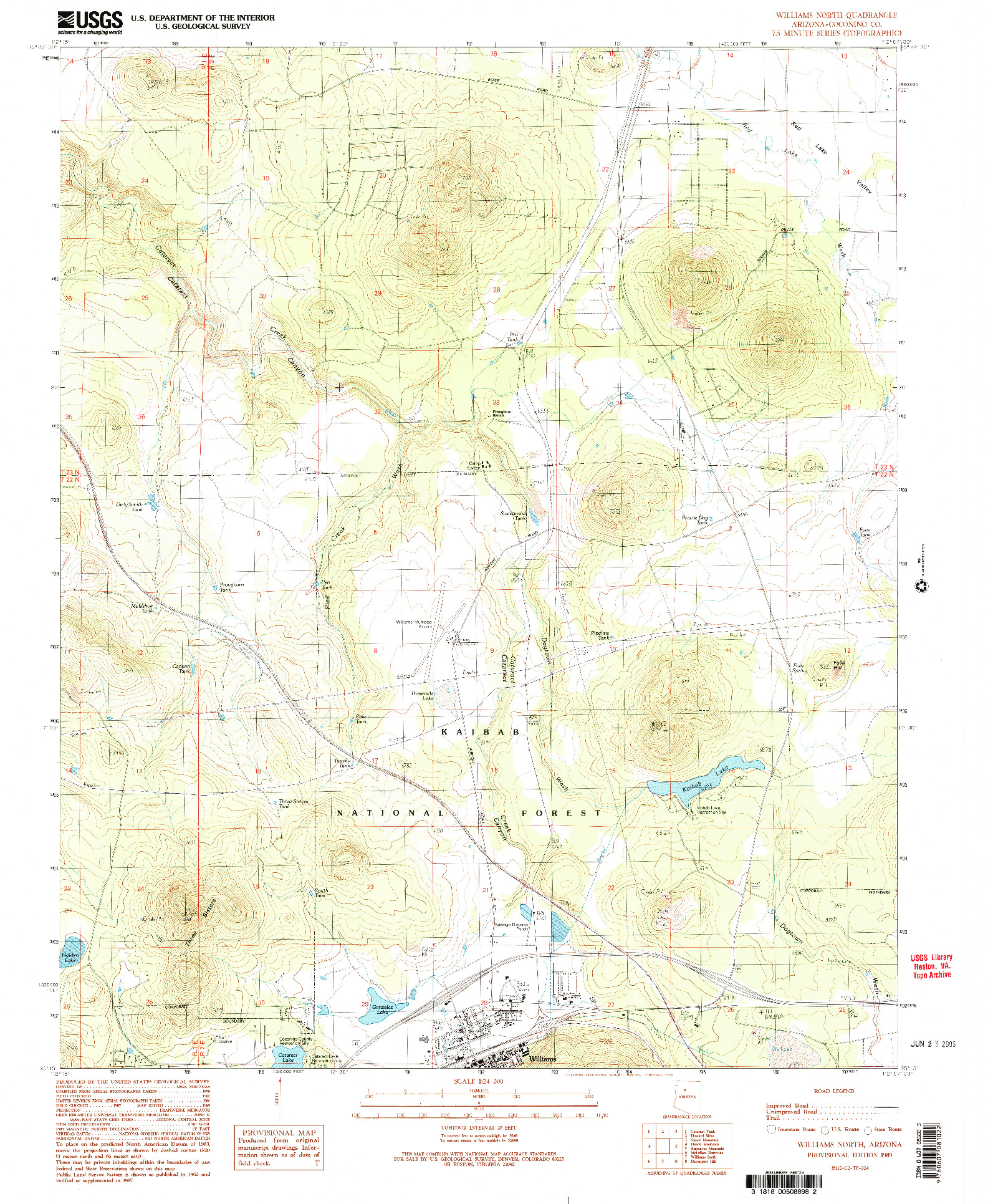 USGS 1:24000-SCALE QUADRANGLE FOR WILLIAMS NORTH, AZ 1989