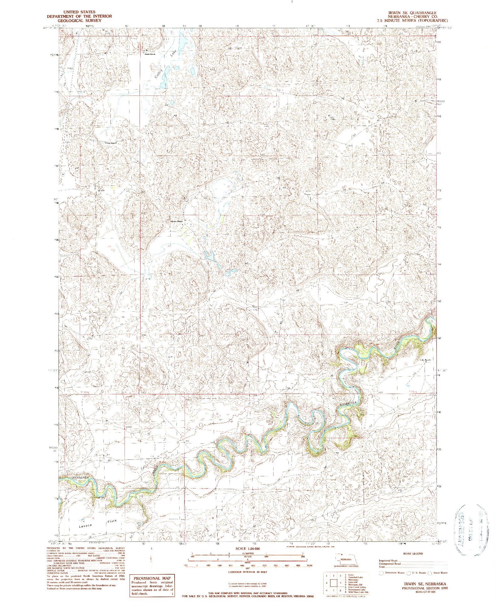 USGS 1:24000-SCALE QUADRANGLE FOR IRWIN SE, NE 1990