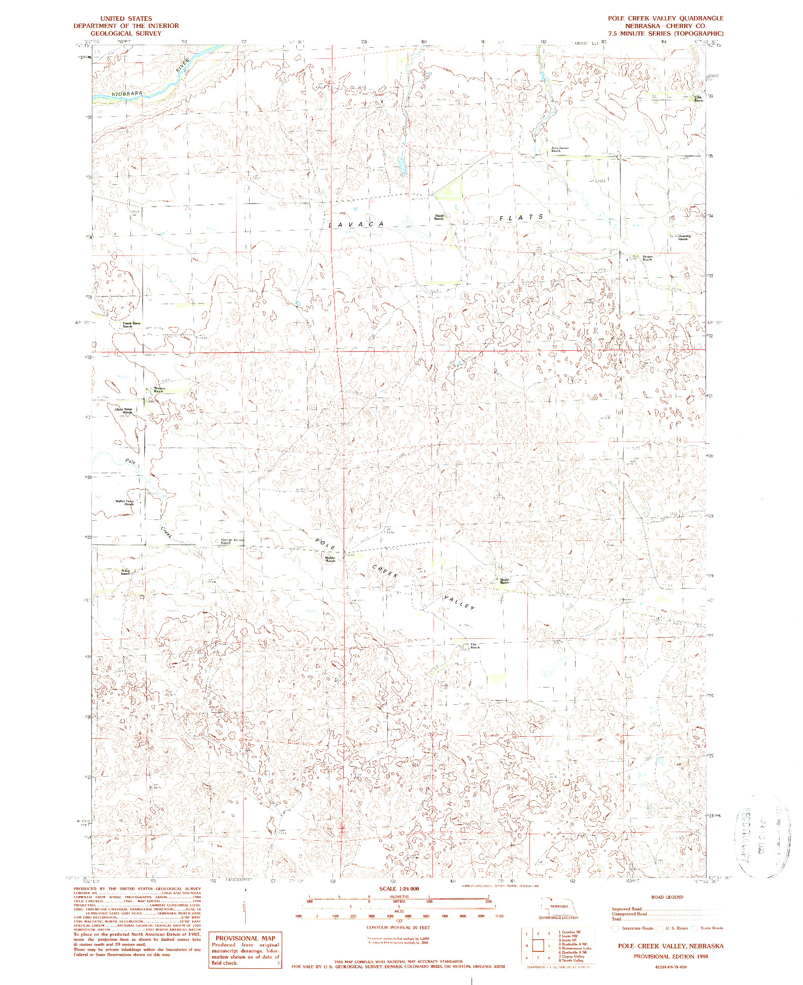 USGS 1:24000-SCALE QUADRANGLE FOR POLE CREEK VALLEY, NE 1990