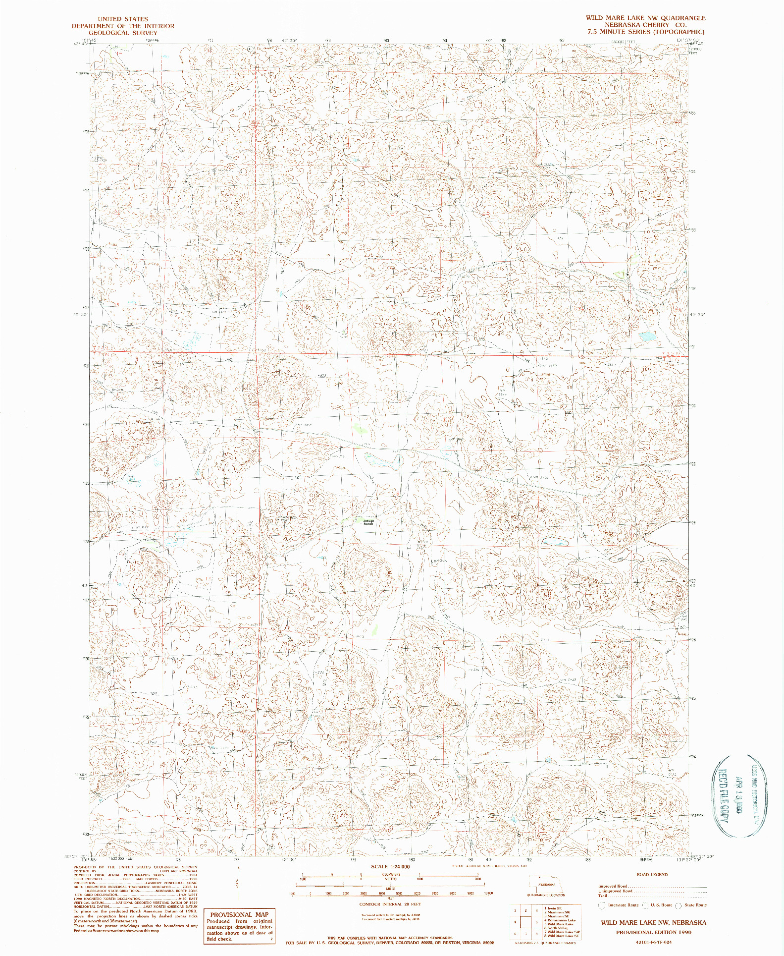 USGS 1:24000-SCALE QUADRANGLE FOR WILD MARE LAKE NW, NE 1990