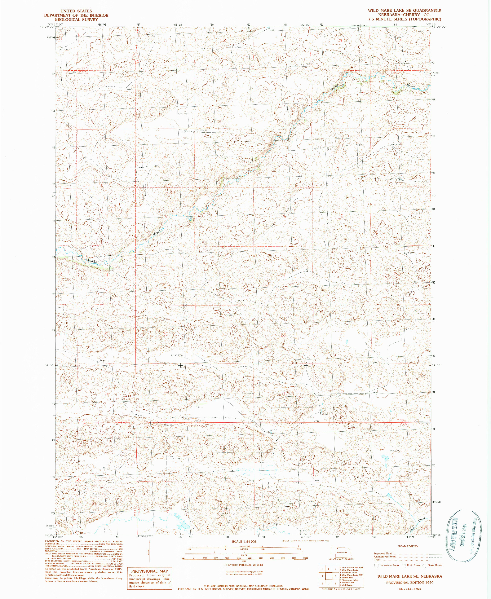 USGS 1:24000-SCALE QUADRANGLE FOR WILD MARE LAKE SE, NE 1990
