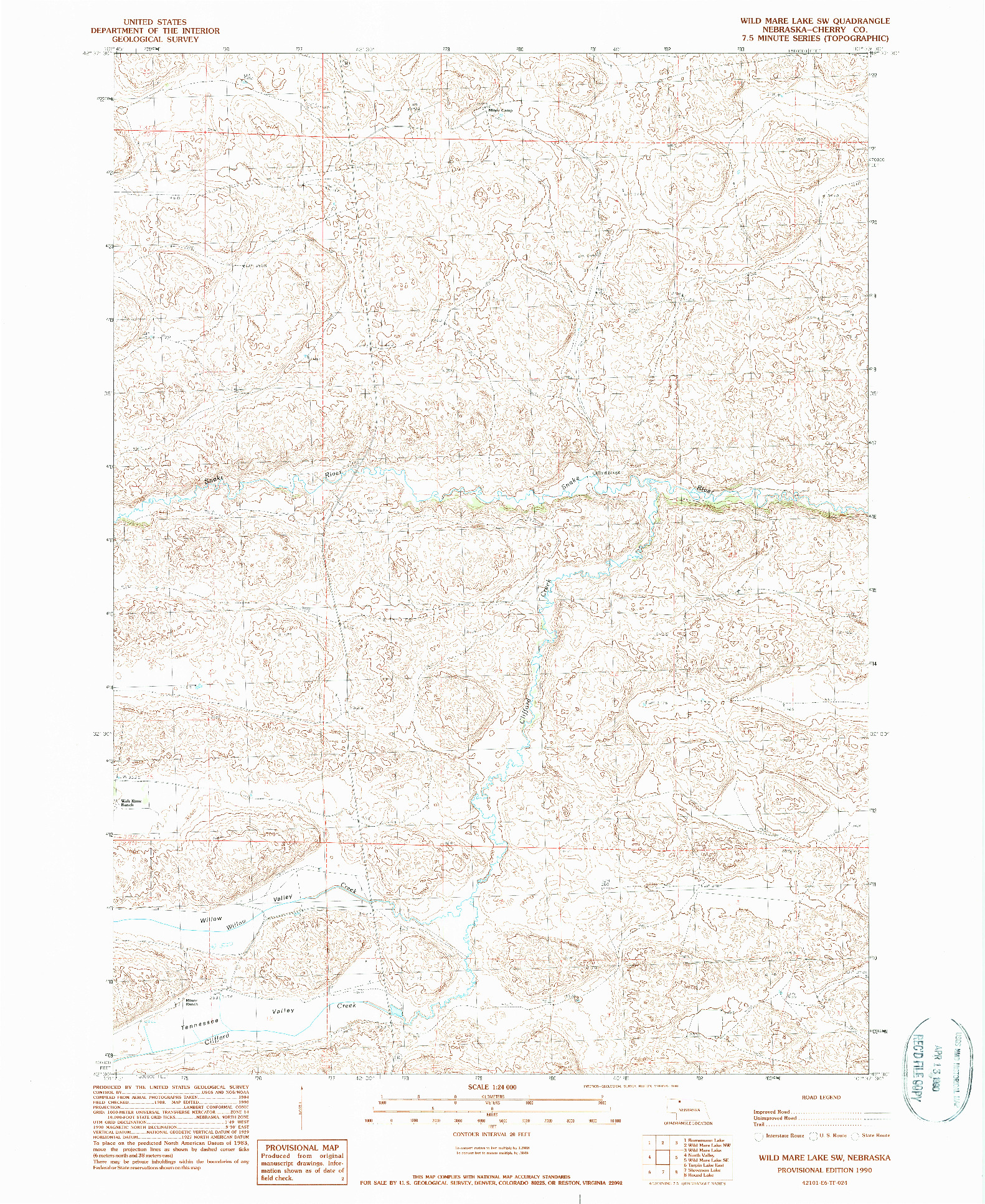 USGS 1:24000-SCALE QUADRANGLE FOR WILD MARE LAKE SW, NE 1990