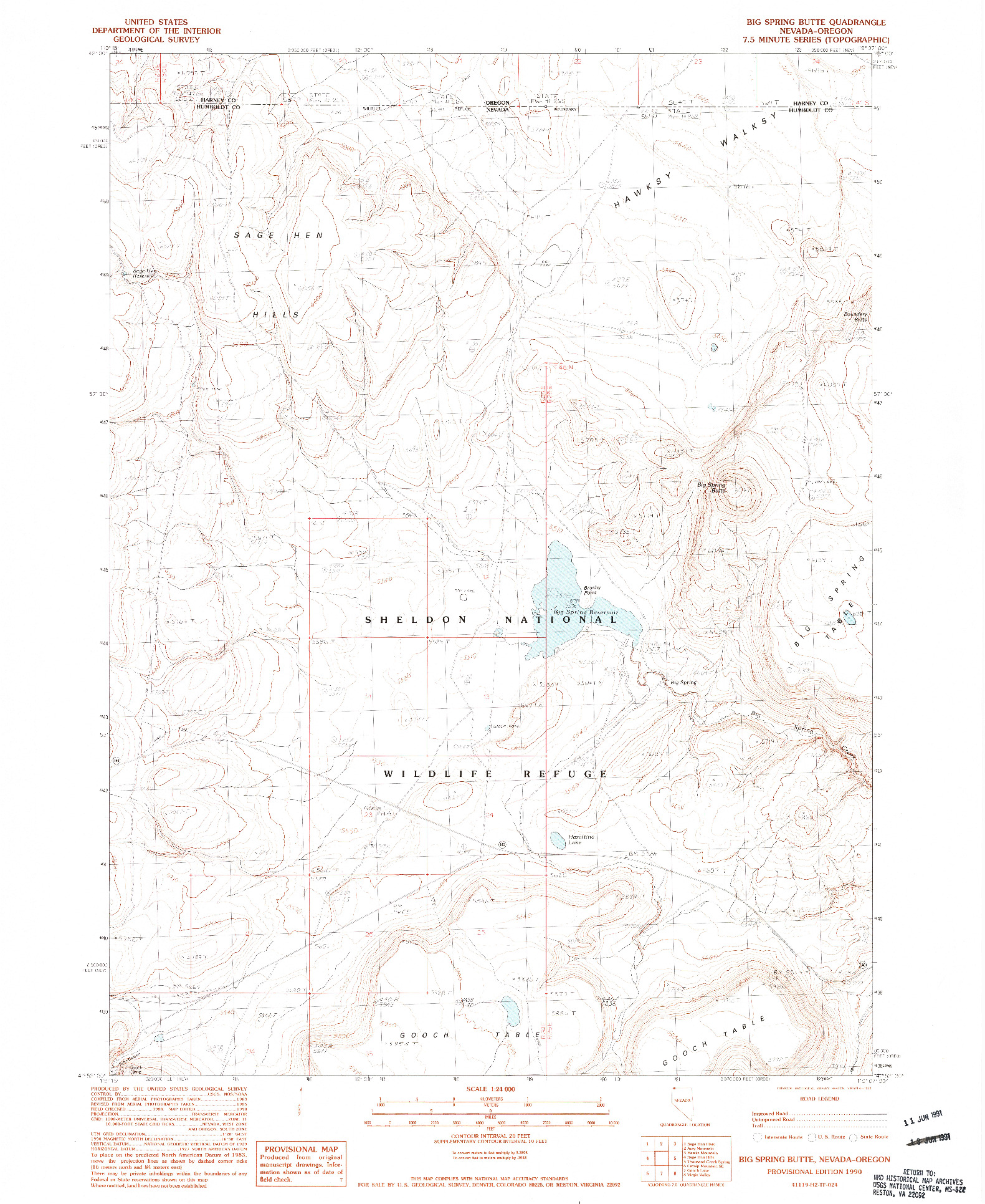 USGS 1:24000-SCALE QUADRANGLE FOR BIG SPRING BUTTE, NV 1990