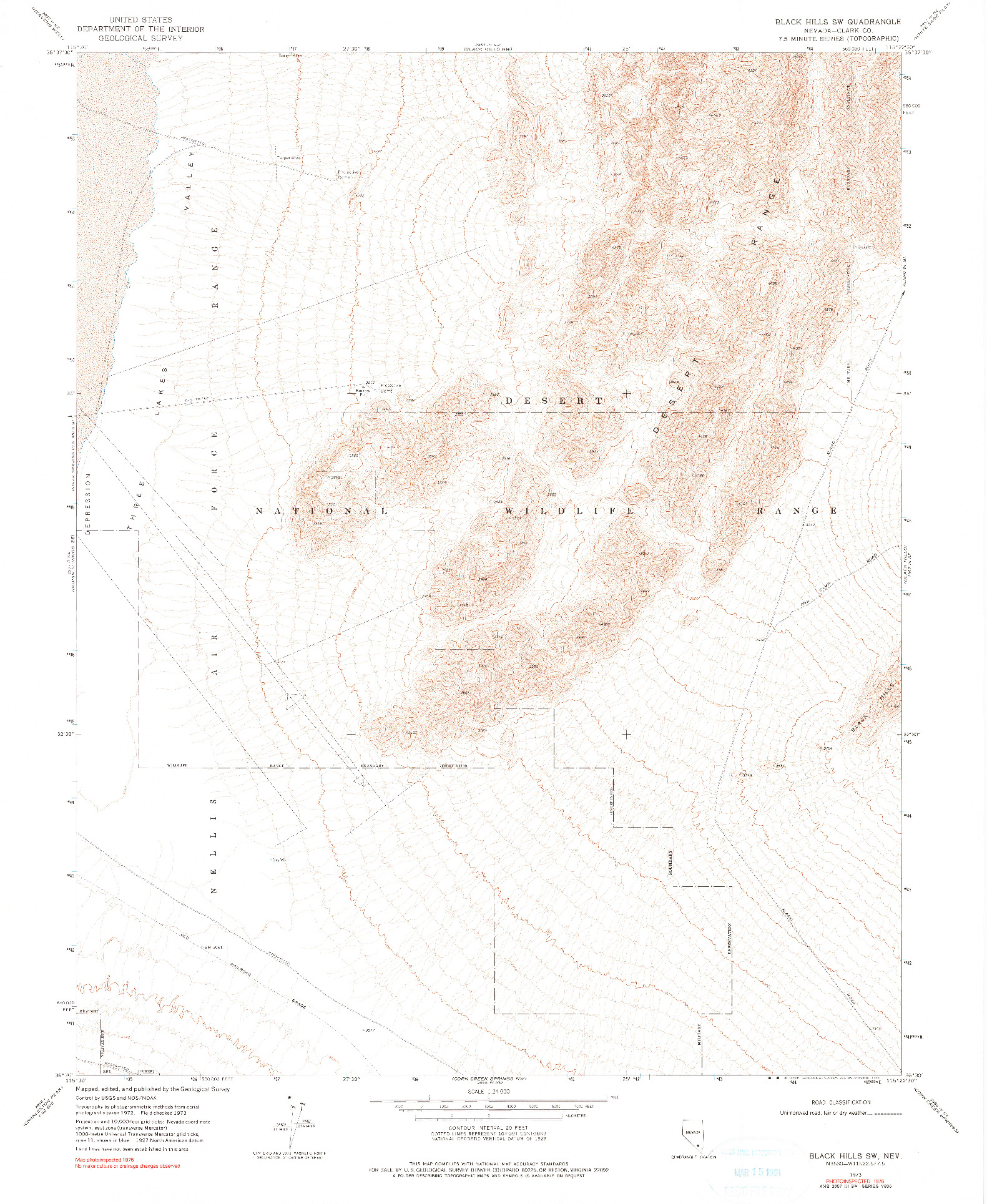 USGS 1:24000-SCALE QUADRANGLE FOR BLACK HILLS SW, NV 1973