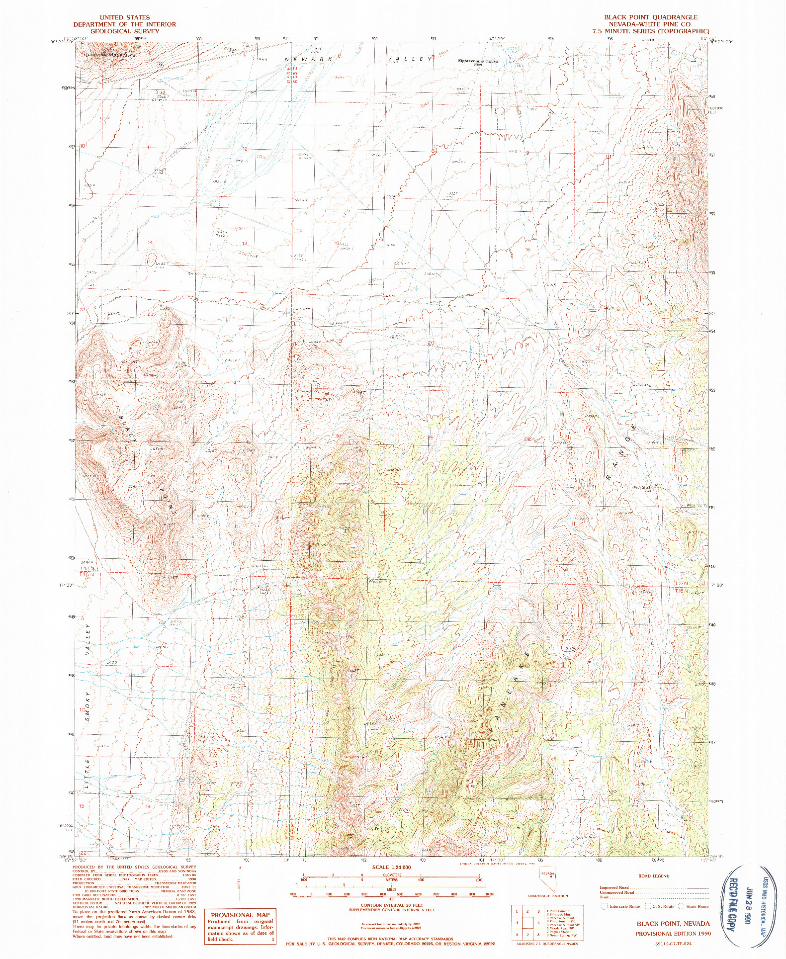 USGS 1:24000-SCALE QUADRANGLE FOR BLACK POINT, NV 1990