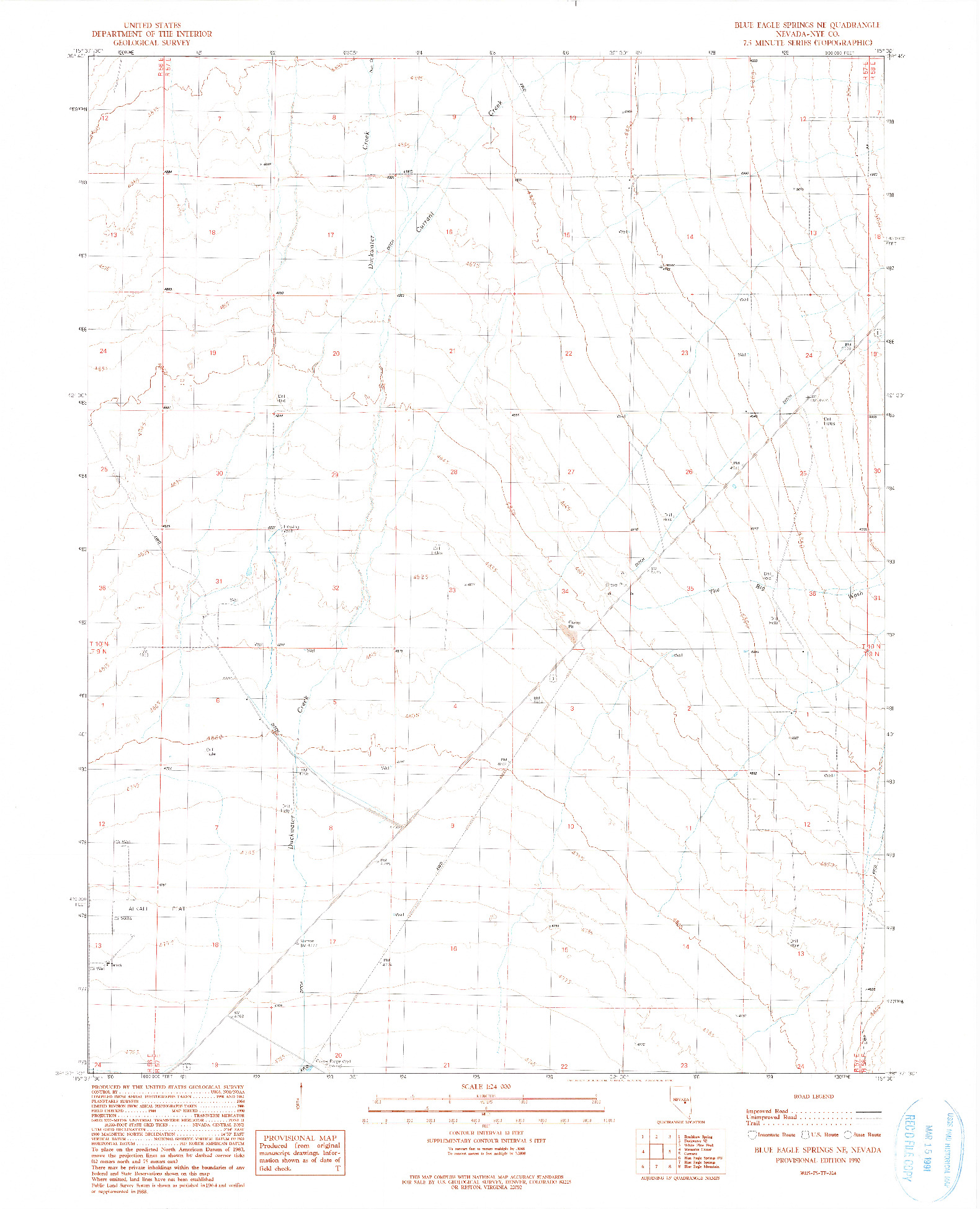 USGS 1:24000-SCALE QUADRANGLE FOR BLUE EAGLE SPRINGS NE, NV 1990