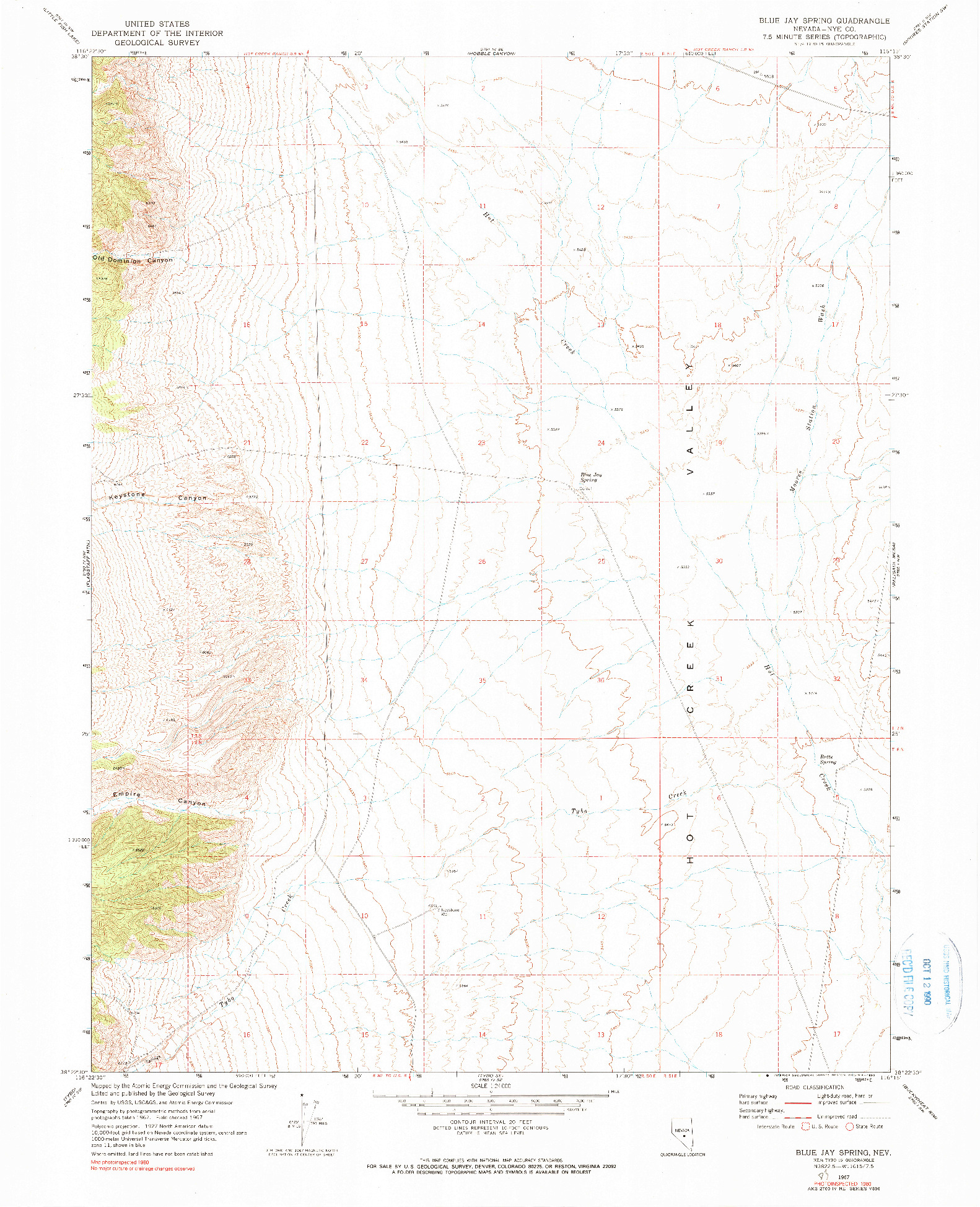 USGS 1:24000-SCALE QUADRANGLE FOR BLUE JAY SPRING, NV 1967