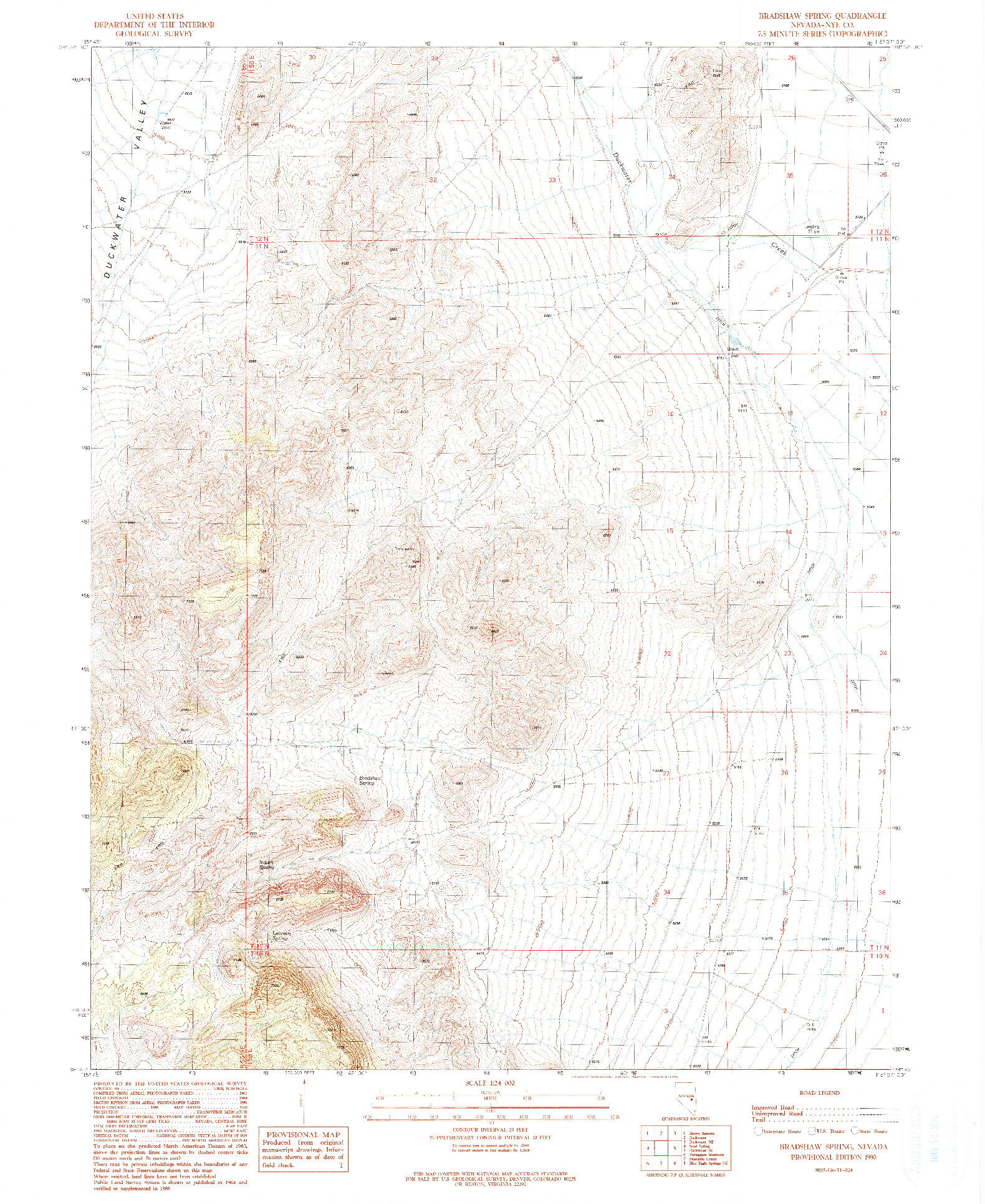 USGS 1:24000-SCALE QUADRANGLE FOR BRADSHAW SPRING, NV 1990