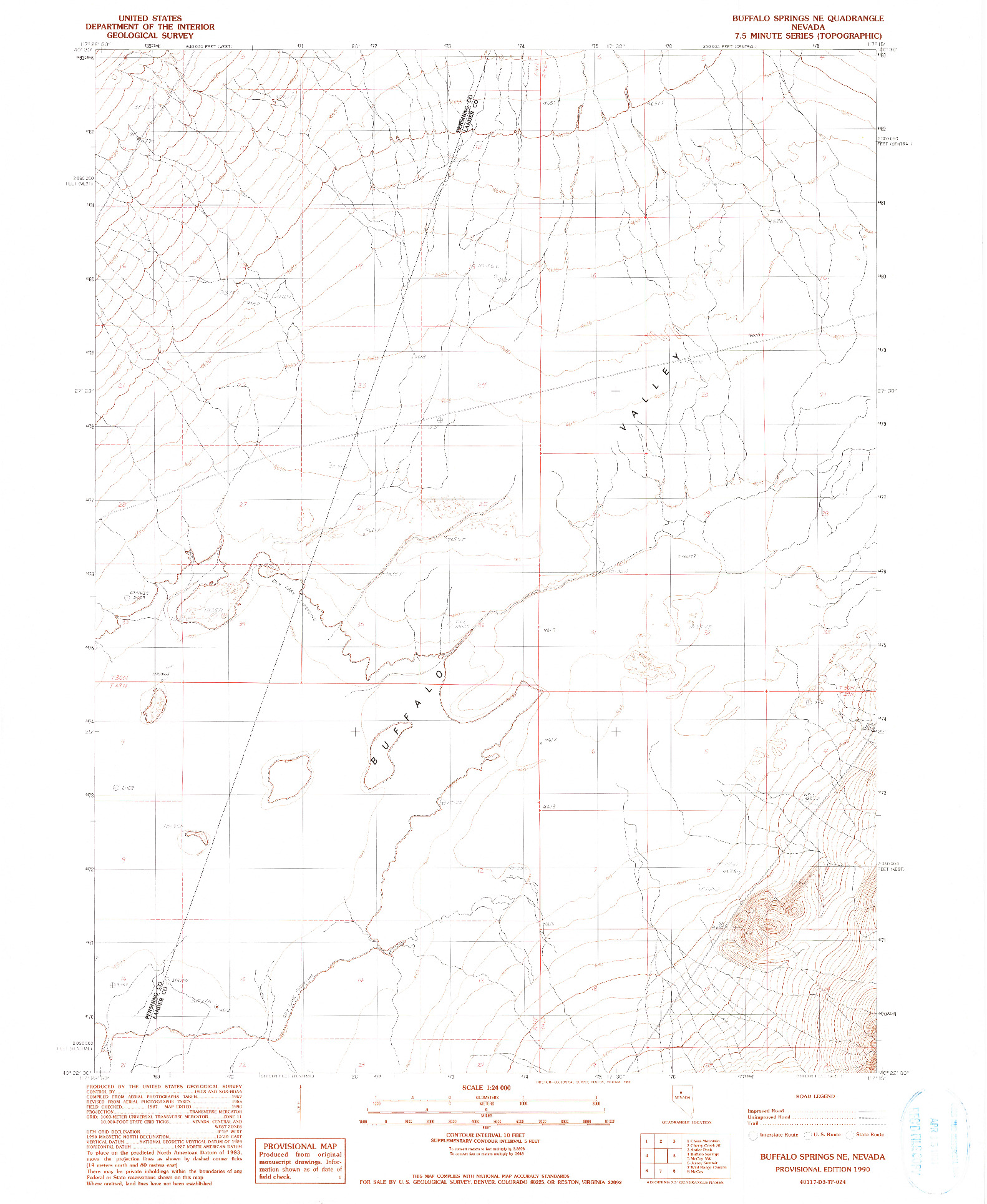 USGS 1:24000-SCALE QUADRANGLE FOR BUFFALO SPRINGS NE, NV 1990