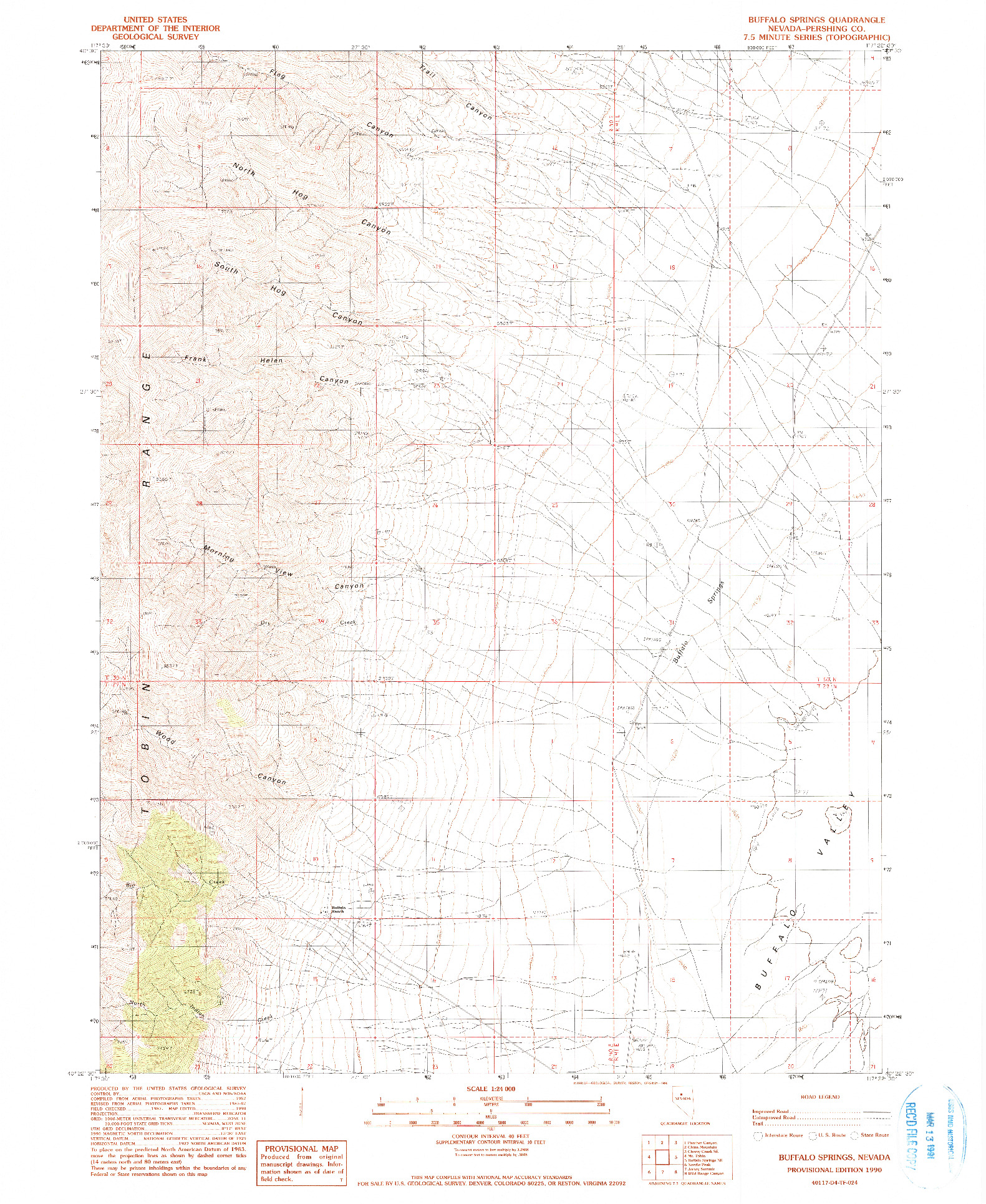 USGS 1:24000-SCALE QUADRANGLE FOR BUFFALO SPRINGS, NV 1990