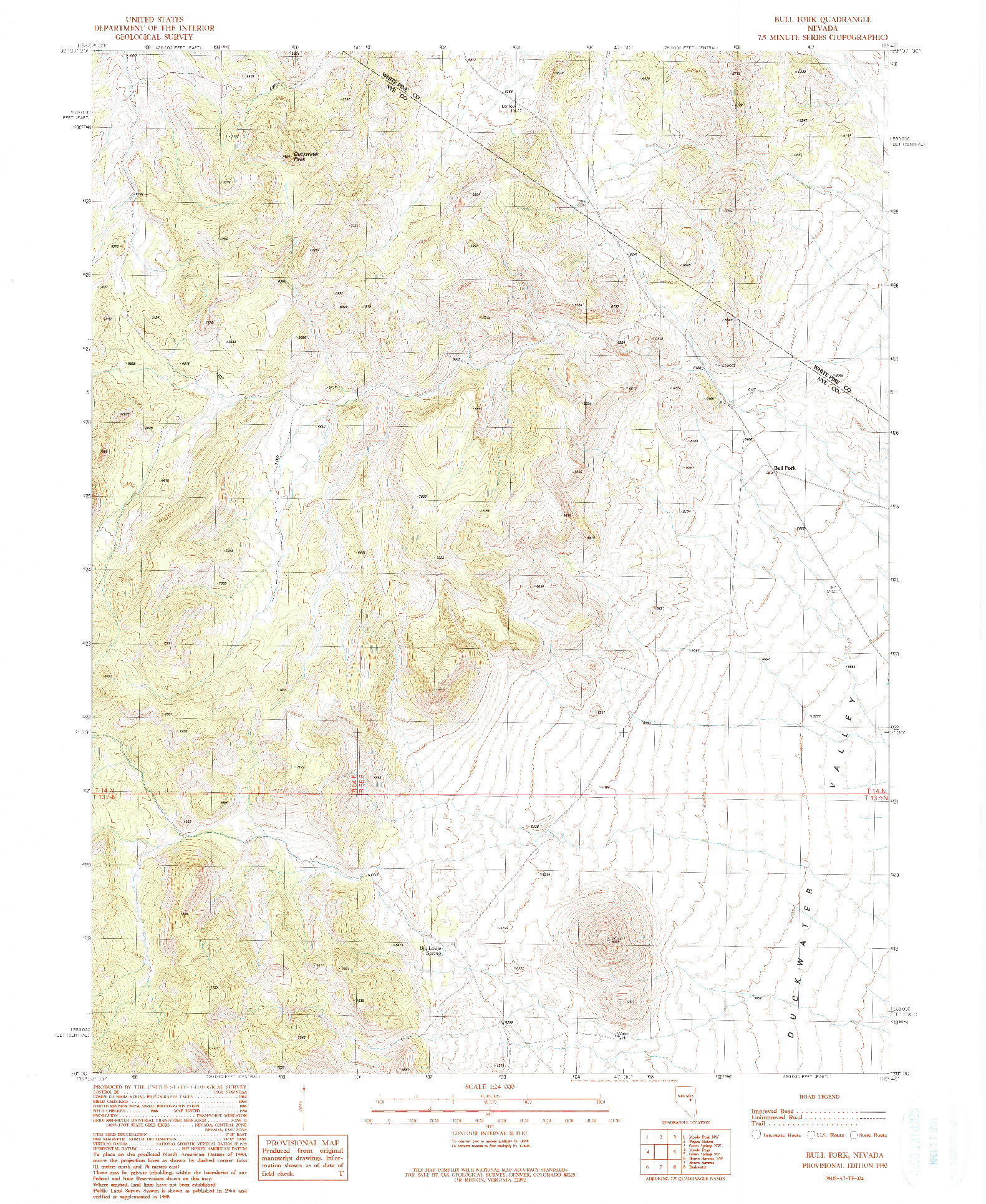 USGS 1:24000-SCALE QUADRANGLE FOR BULL FORK, NV 1990