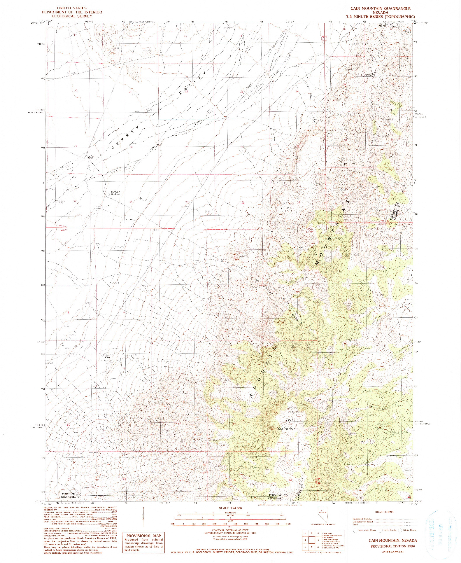 USGS 1:24000-SCALE QUADRANGLE FOR CAIN MOUNTAIN, NV 1990