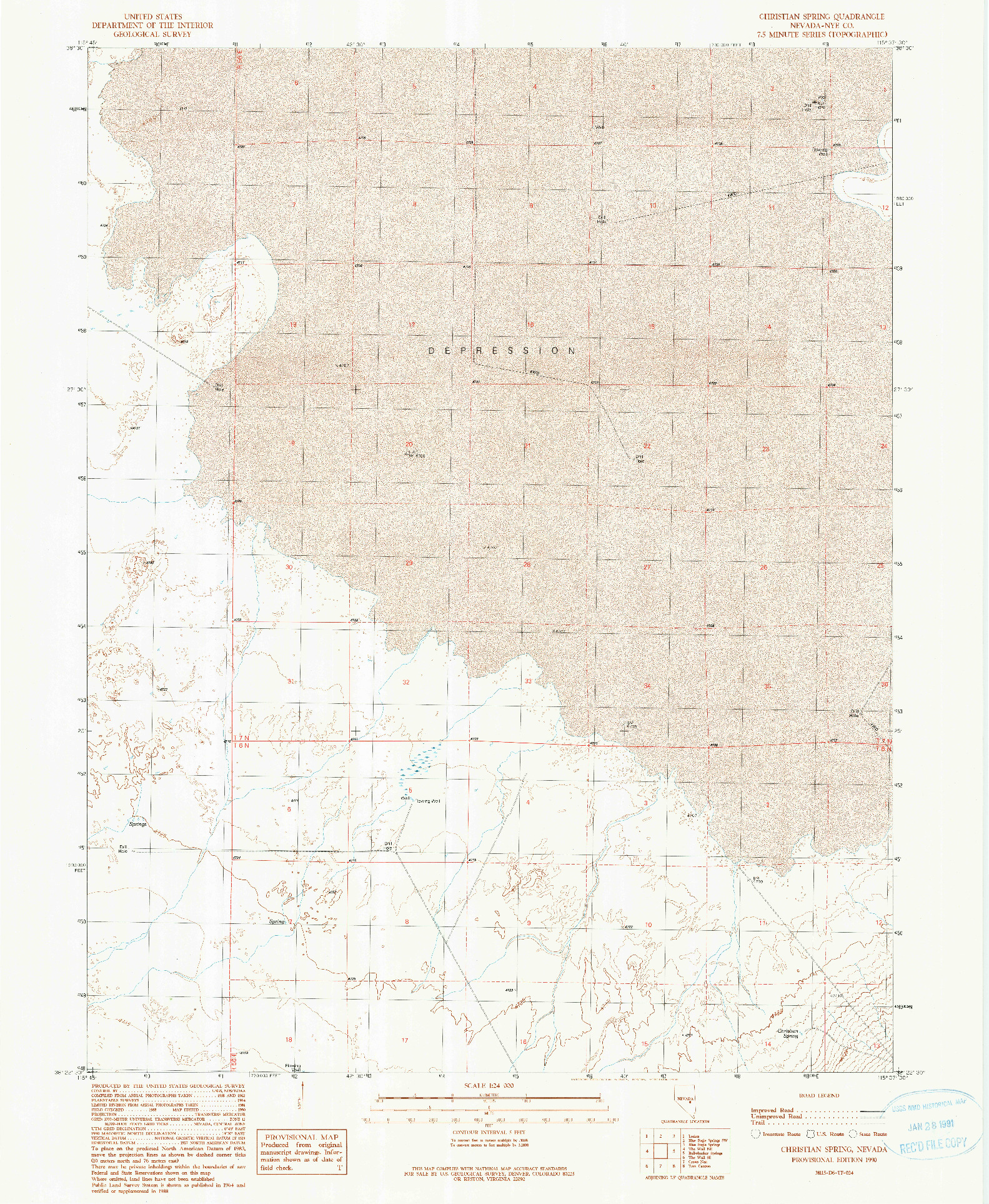 USGS 1:24000-SCALE QUADRANGLE FOR CHRISTIAN SPRING, NV 1990