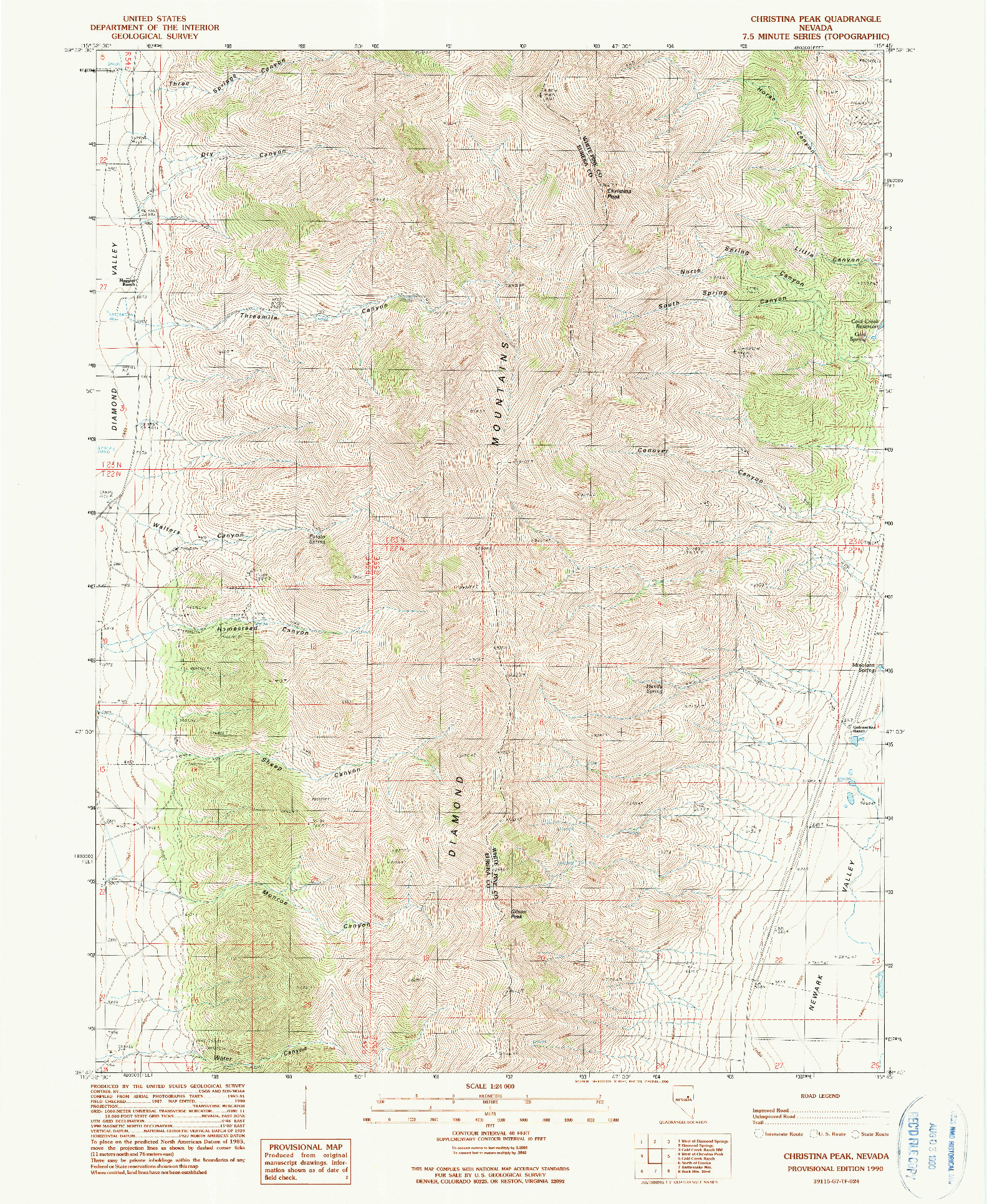 USGS 1:24000-SCALE QUADRANGLE FOR CHRISTINA PEAK, NV 1990