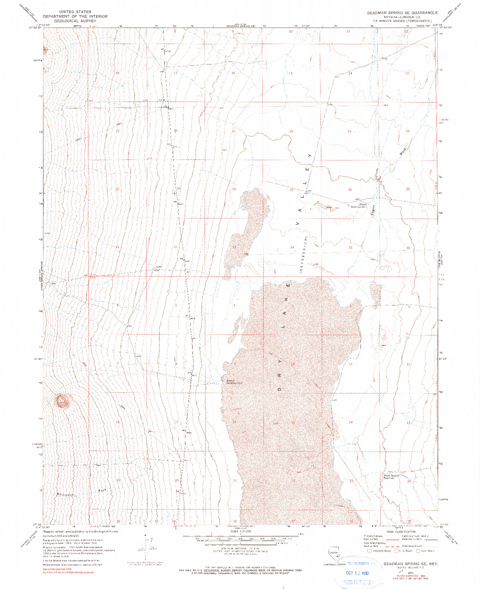 USGS 1:24000-SCALE QUADRANGLE FOR DEADMAN SPRING SE, NV 1970