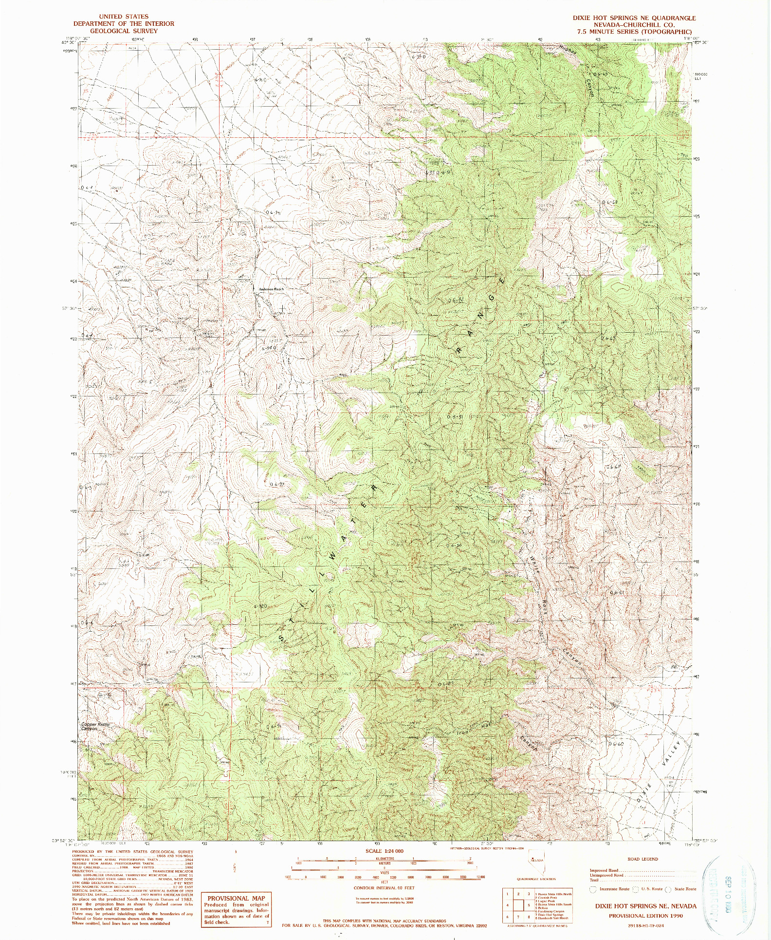 USGS 1:24000-SCALE QUADRANGLE FOR DIXIE HOT SPRINGS NE, NV 1990