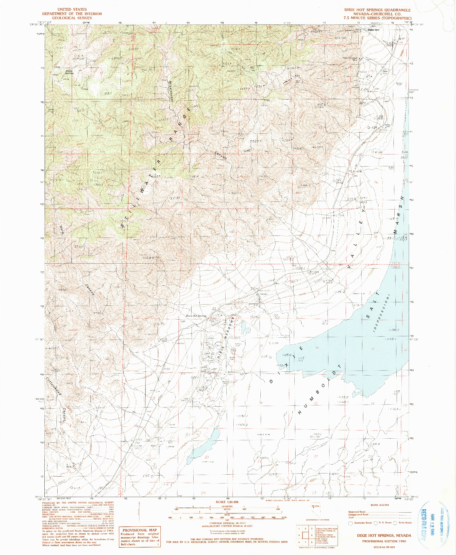 USGS 1:24000-SCALE QUADRANGLE FOR DIXIE HOT SPRINGS, NV 1990
