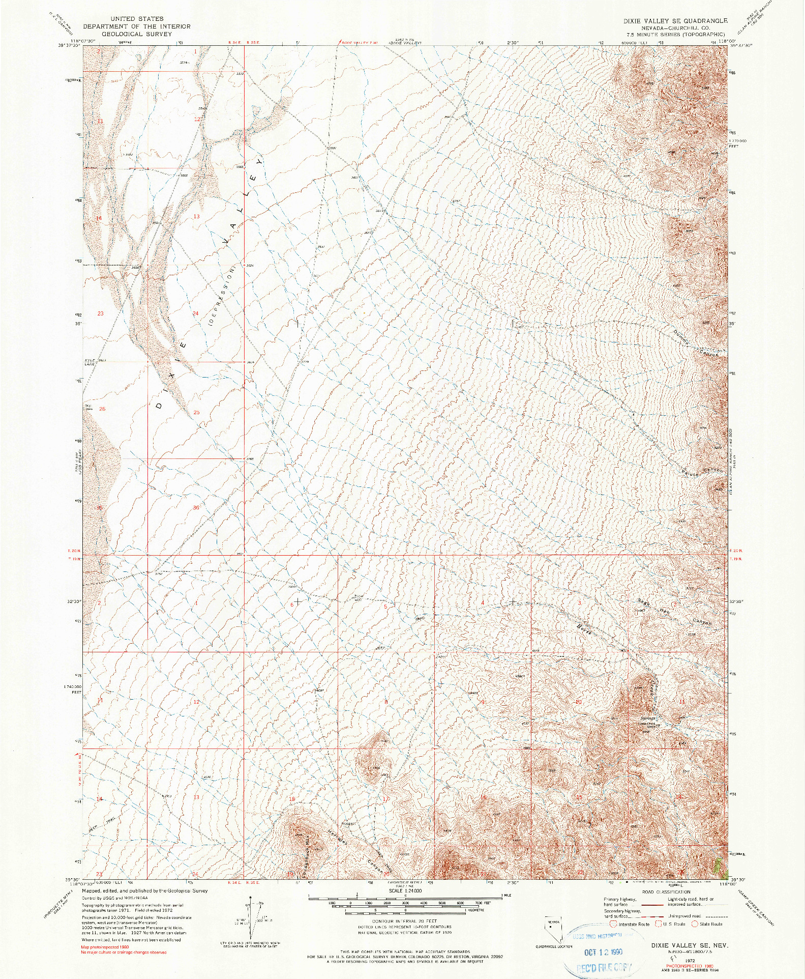 USGS 1:24000-SCALE QUADRANGLE FOR DIXIE VALLEY SE, NV 1972