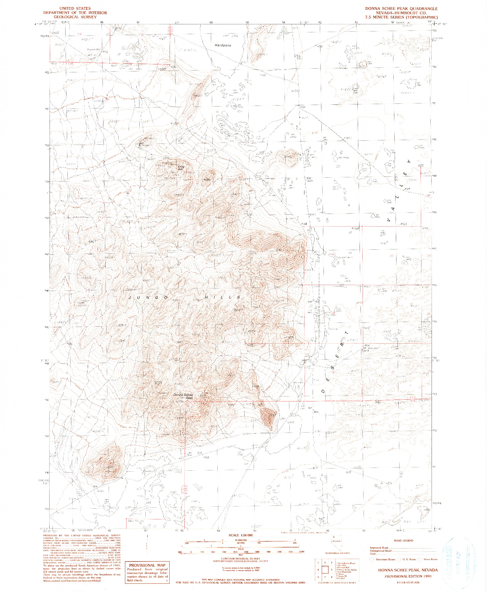 USGS 1:24000-SCALE QUADRANGLE FOR DONNA SCHEE PEAK, NV 1990