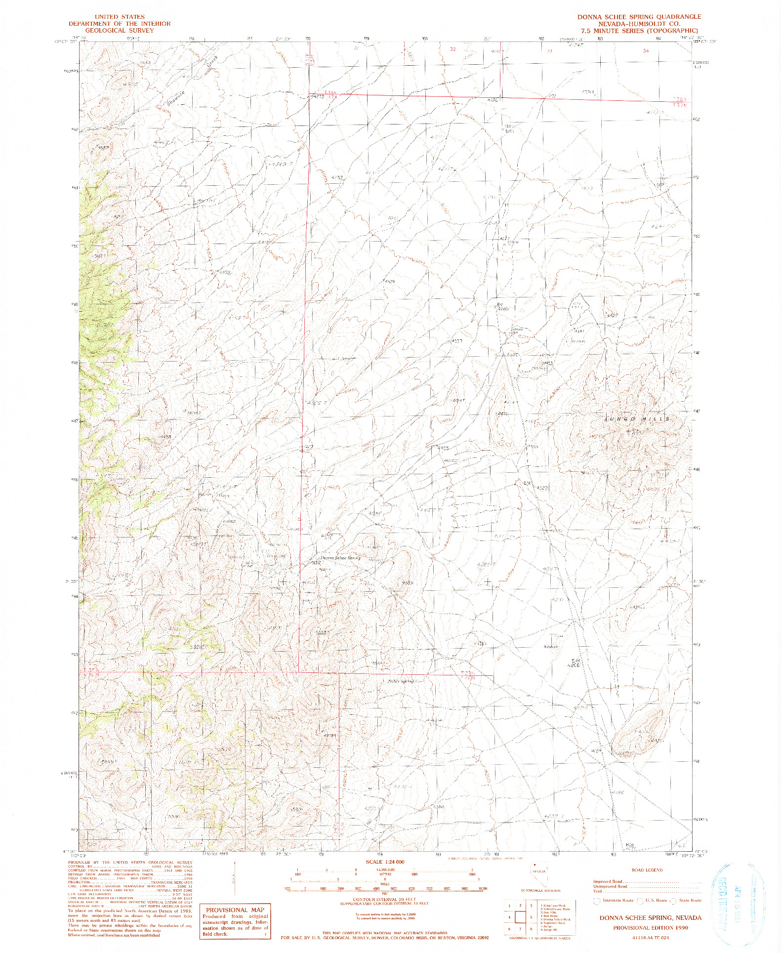 USGS 1:24000-SCALE QUADRANGLE FOR DONNA SCHEE SPRING, NV 1990