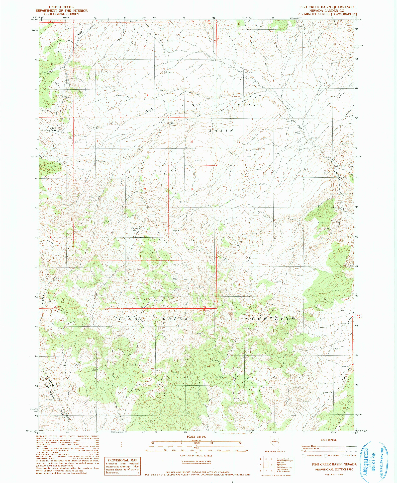 USGS 1:24000-SCALE QUADRANGLE FOR FISH CREEK BASIN, NV 1990