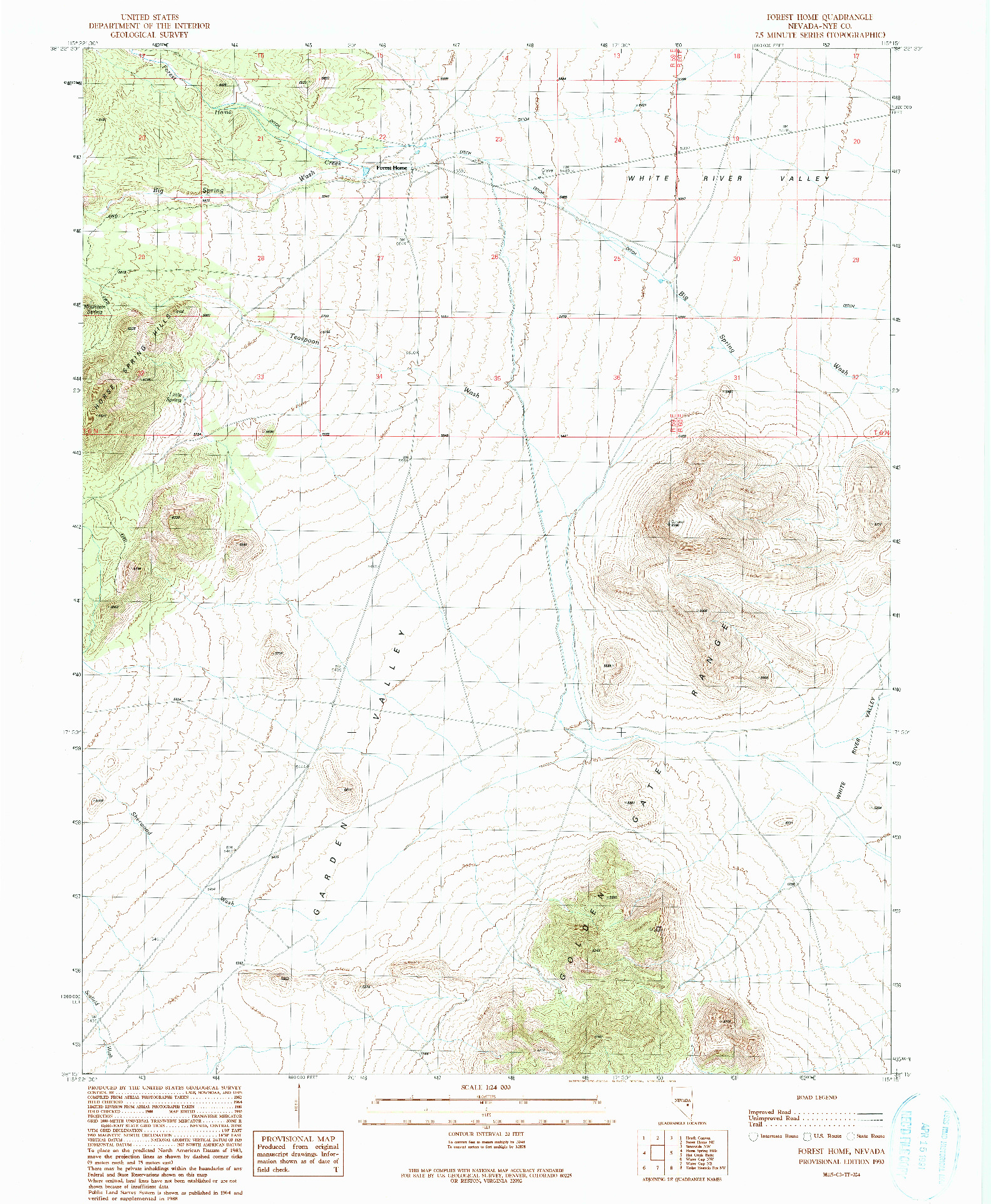 USGS 1:24000-SCALE QUADRANGLE FOR FOREST HOME, NV 1990