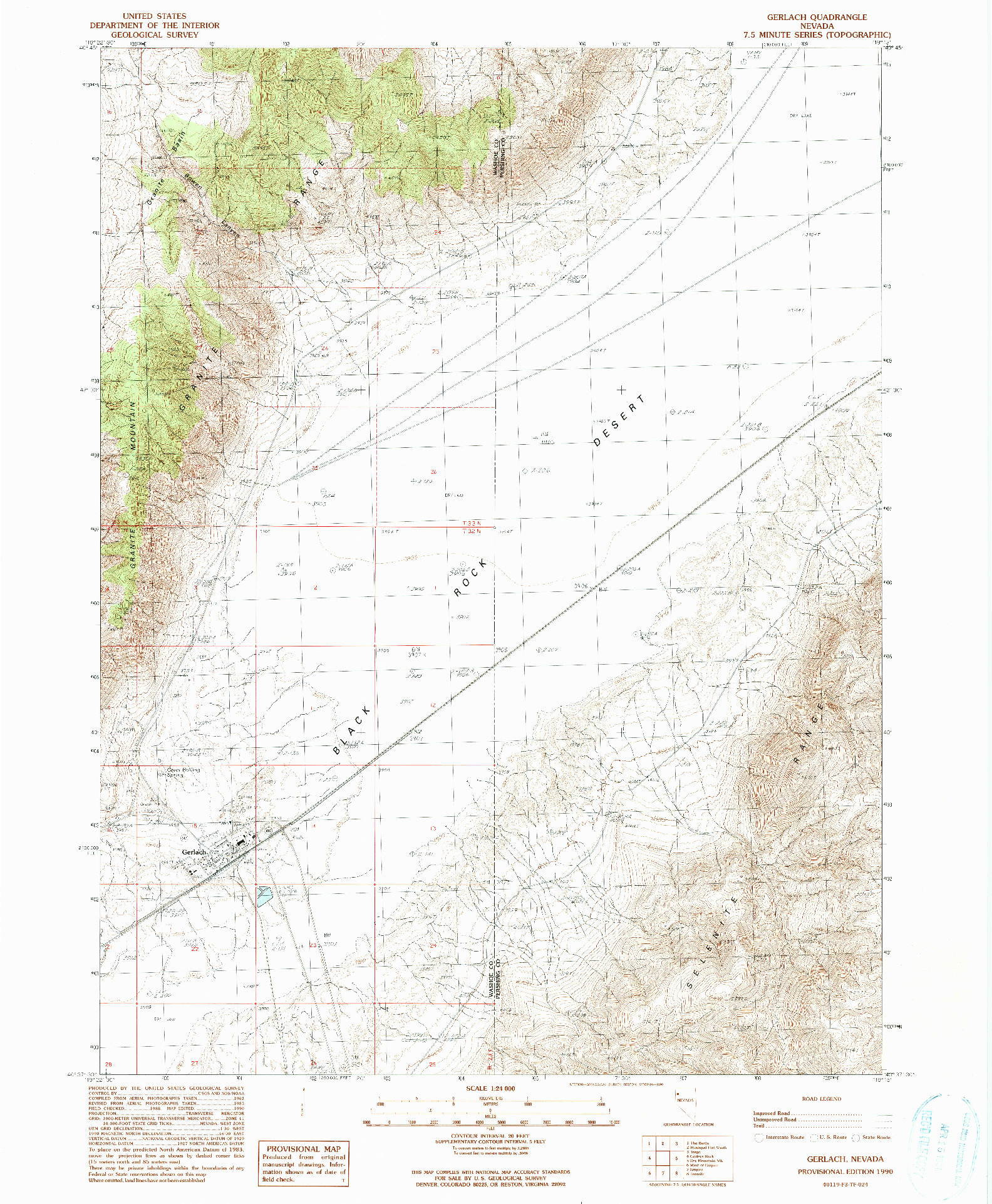 USGS 1:24000-SCALE QUADRANGLE FOR GERLACH, NV 1990