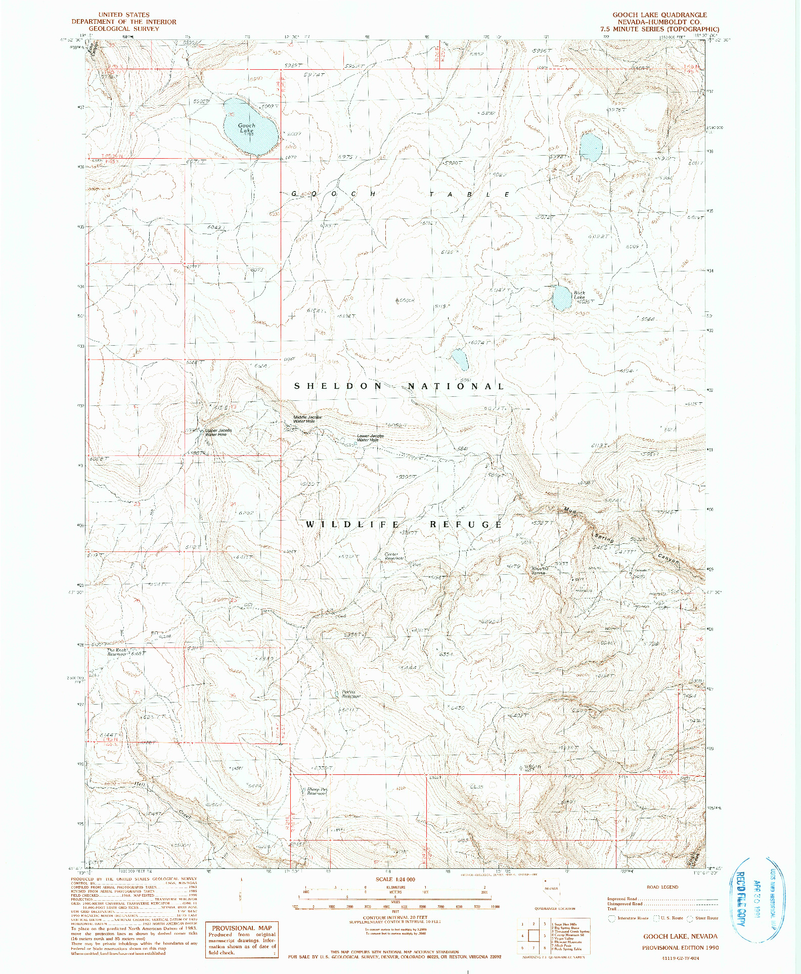 USGS 1:24000-SCALE QUADRANGLE FOR GOOCH LAKE, NV 1990