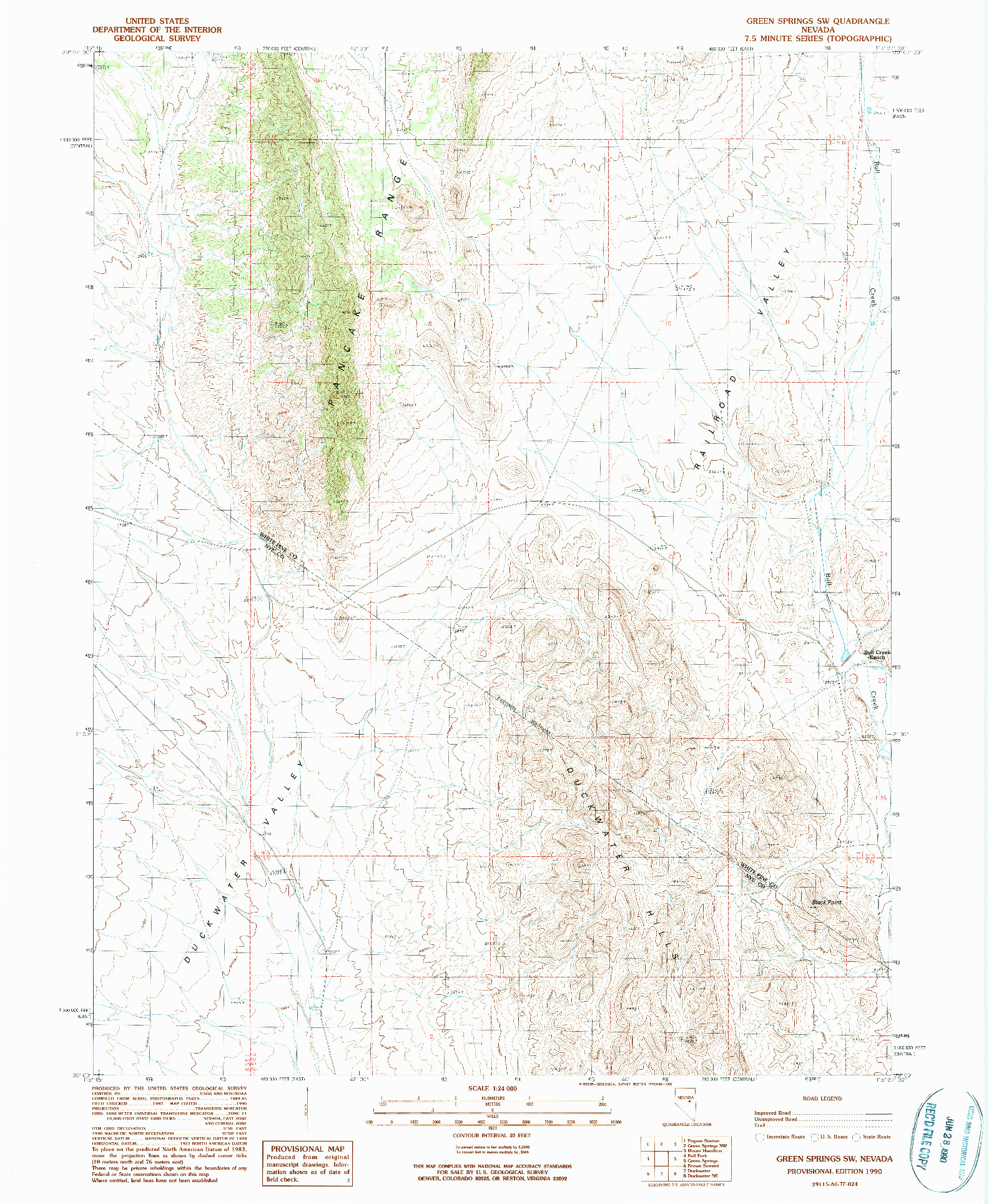 USGS 1:24000-SCALE QUADRANGLE FOR GREEN SPRINGS SW, NV 1990