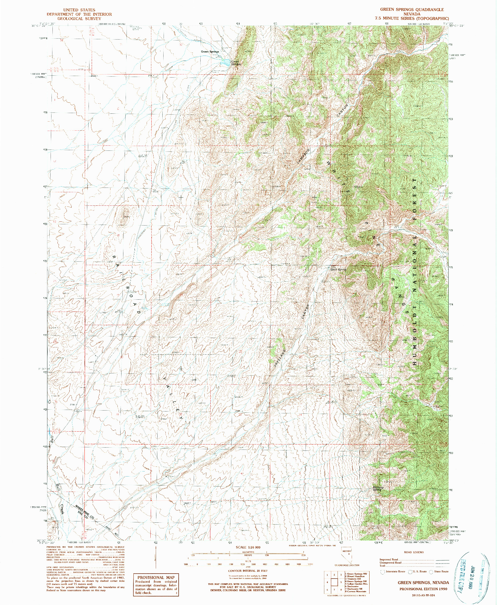 USGS 1:24000-SCALE QUADRANGLE FOR GREEN SPRINGS, NV 1990