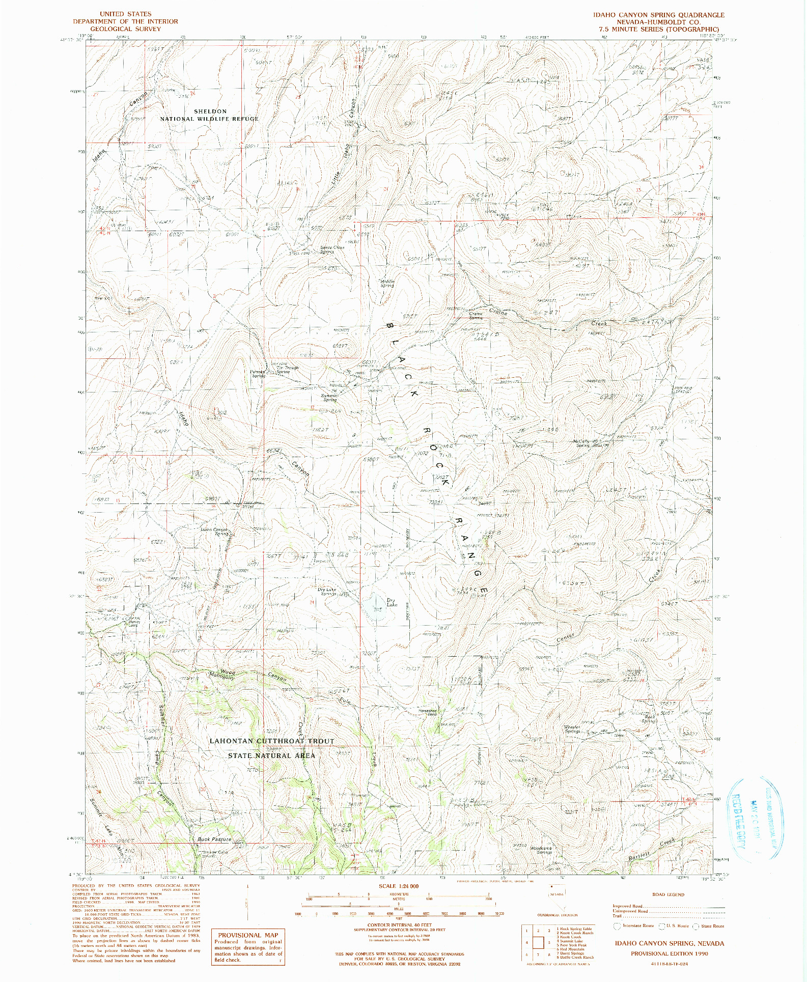 USGS 1:24000-SCALE QUADRANGLE FOR IDAHO CANYON SPRING, NV 1990