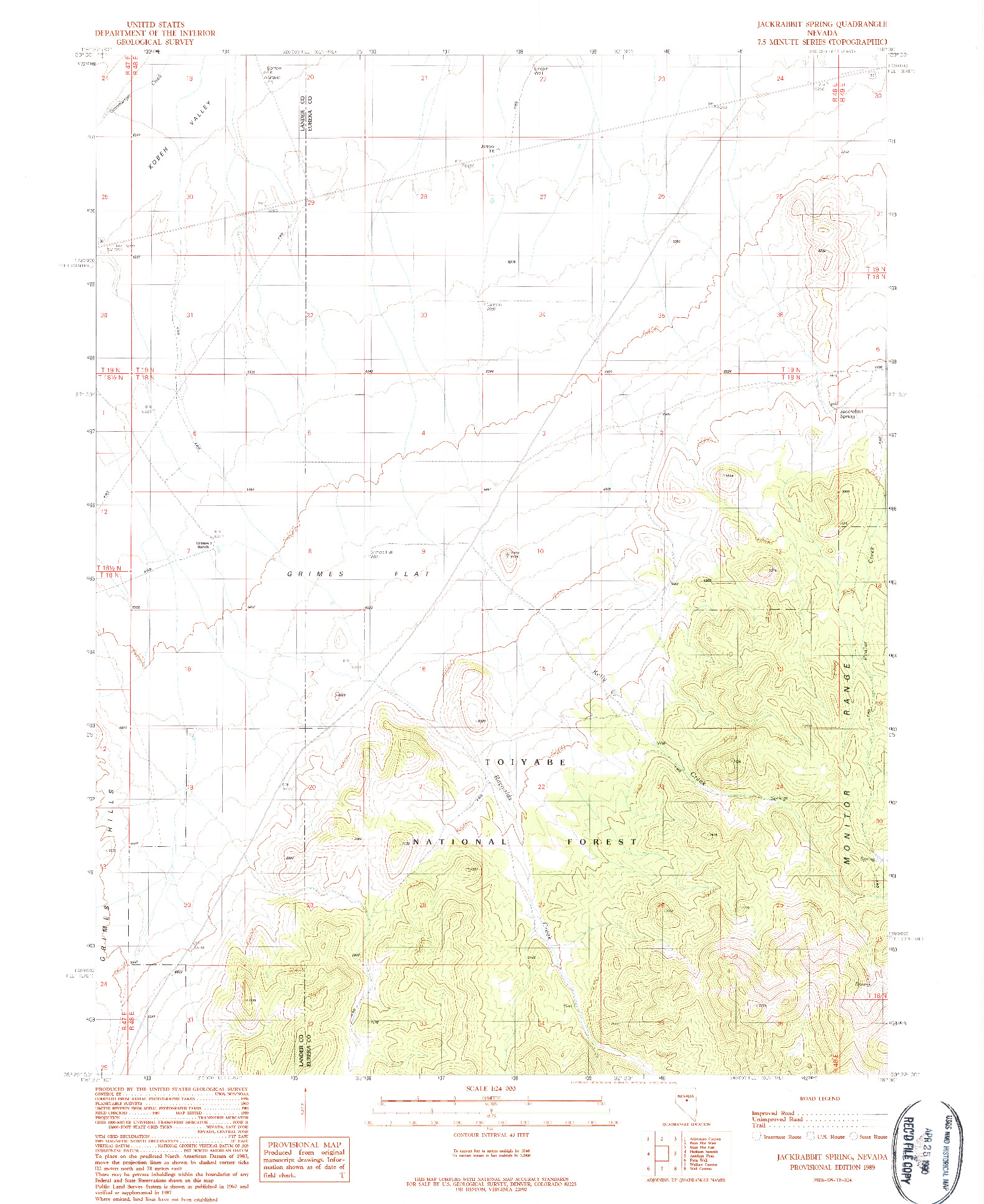 USGS 1:24000-SCALE QUADRANGLE FOR JACKRABBIT SPRING, NV 1989