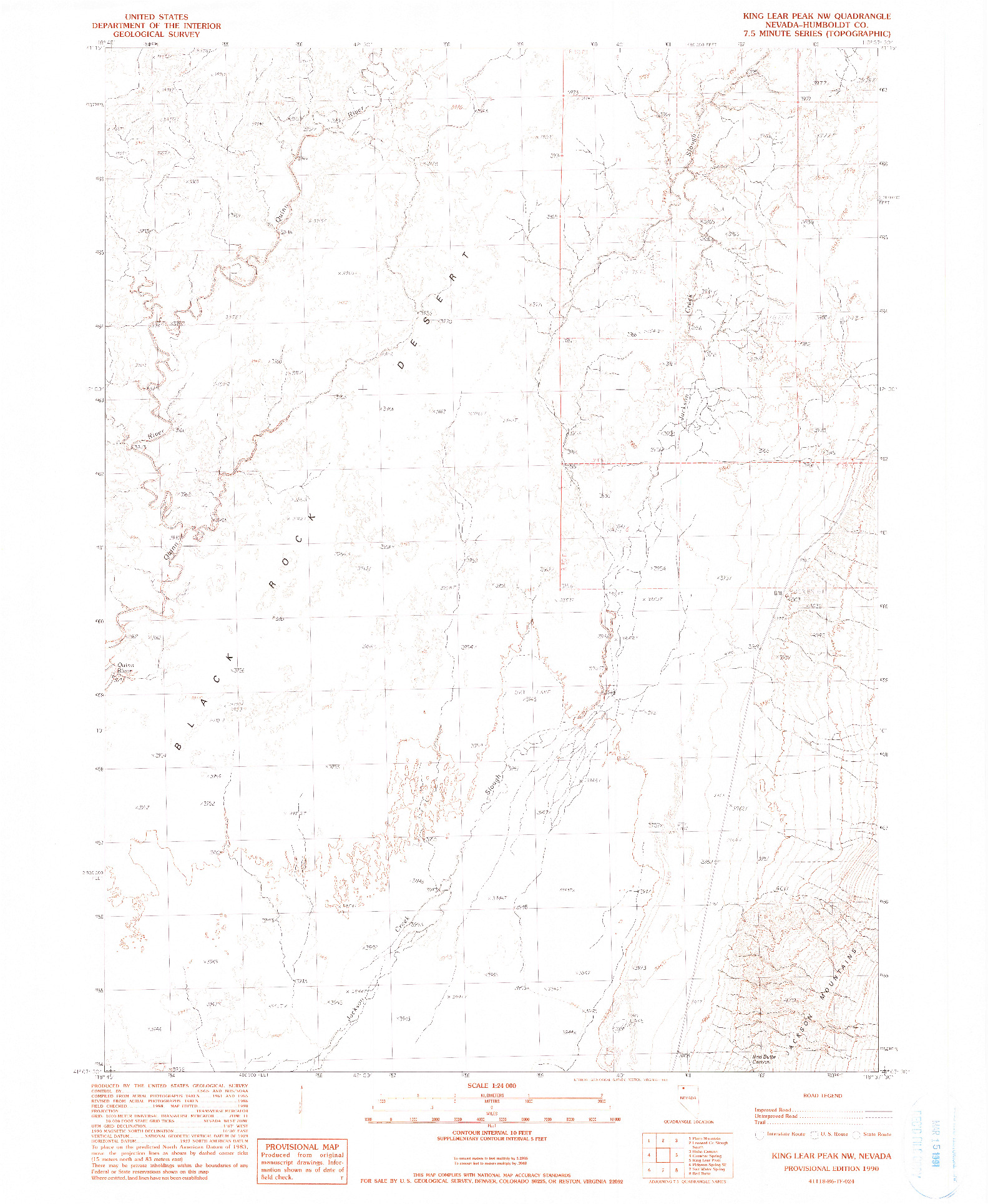 USGS 1:24000-SCALE QUADRANGLE FOR KING LEAR PEAK NW, NV 1990